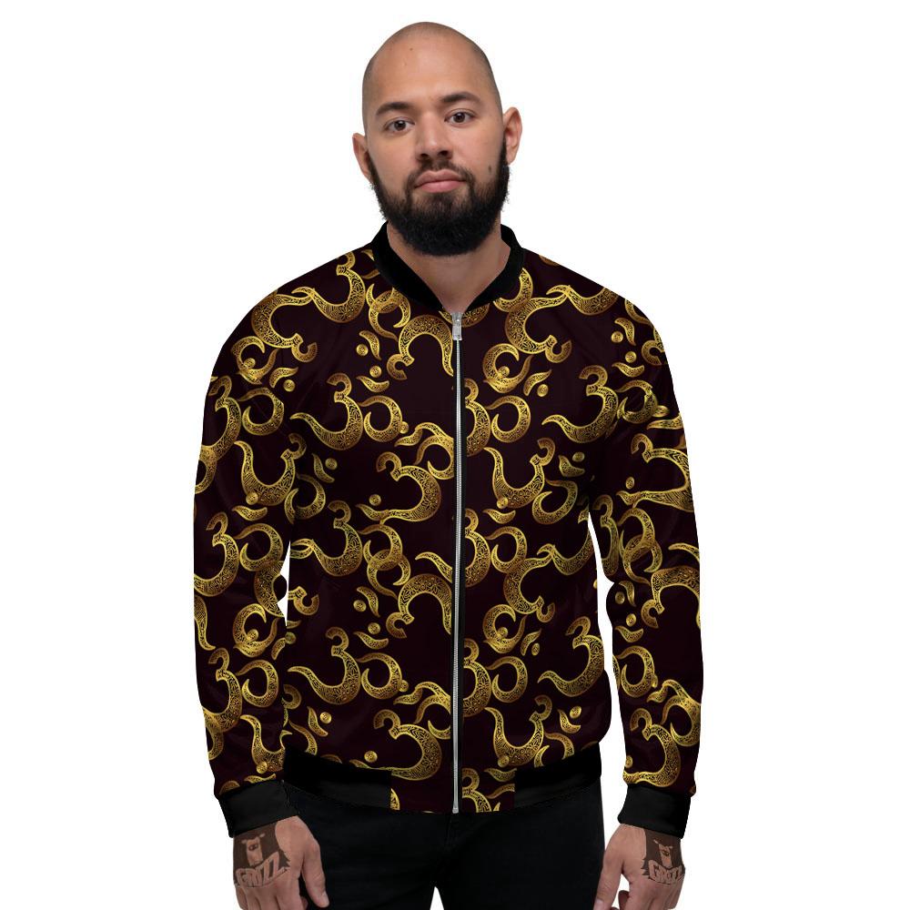 Om Sign Print Pattern Men's Bomber Jacket-grizzshop