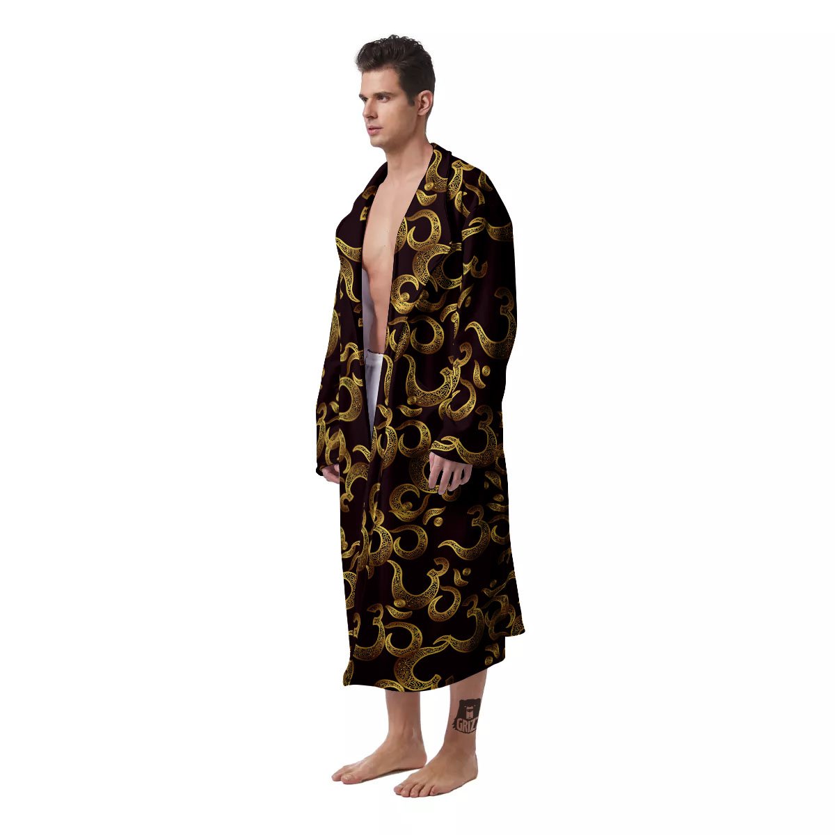 Om Sign Print Pattern Men's Robe-grizzshop