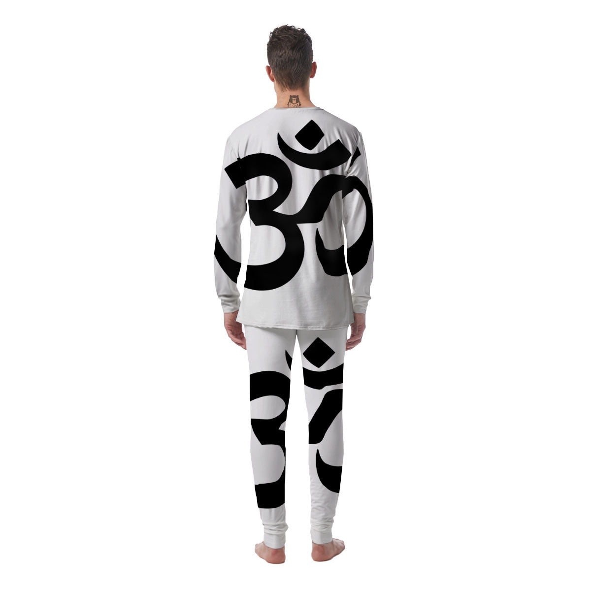 Om White And Black Print Men's Pajamas-grizzshop