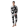 Om White And Black Print Men's Pajamas-grizzshop