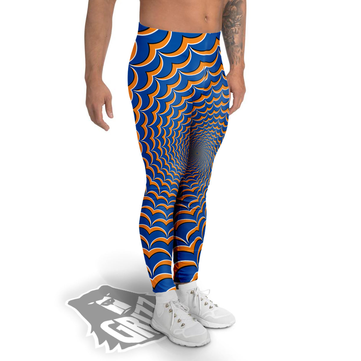 Optical Illusion Blue Expansion Moving Men's Leggings-grizzshop