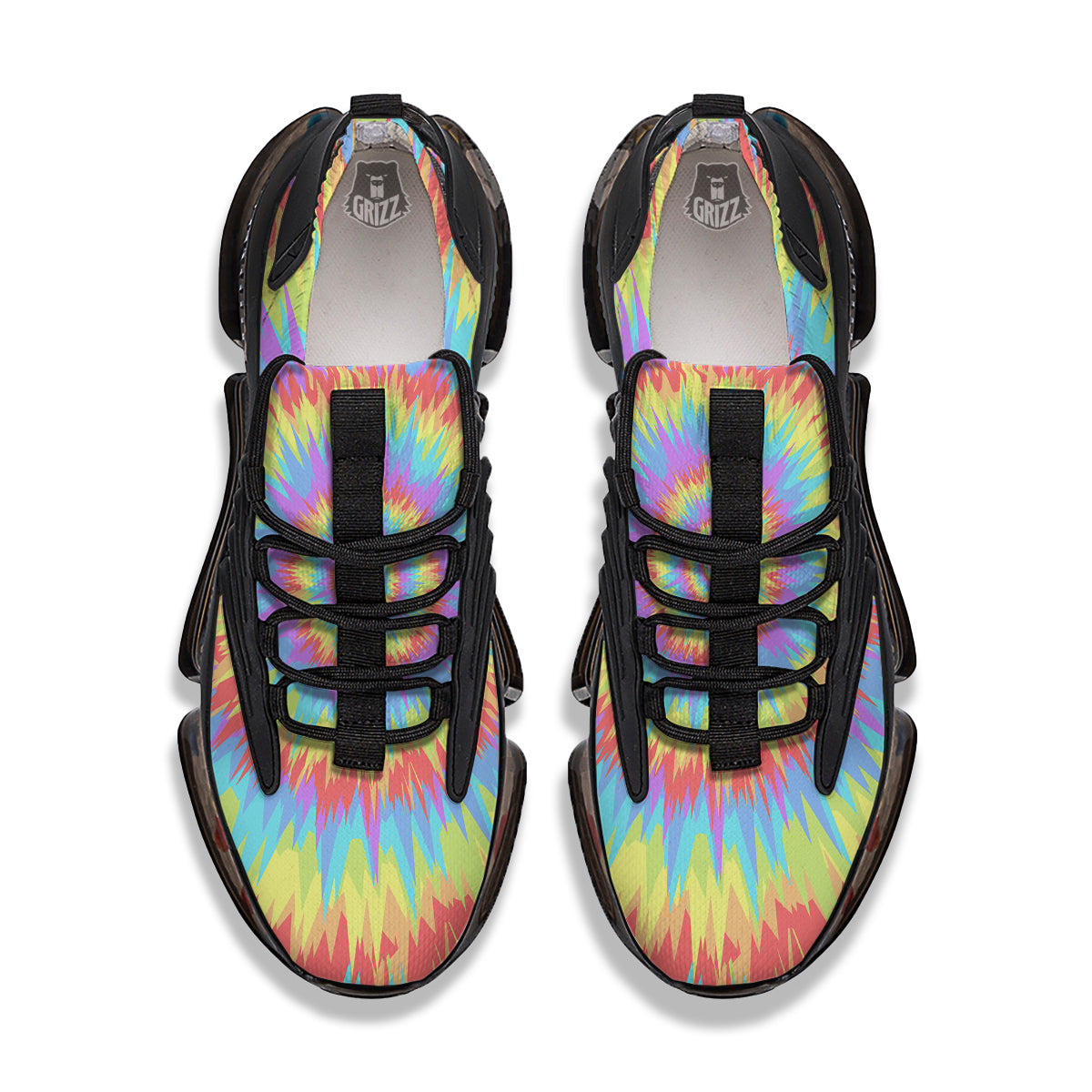 Optical Illusion Colorful Psychedelic Black Gym Shoes-grizzshop