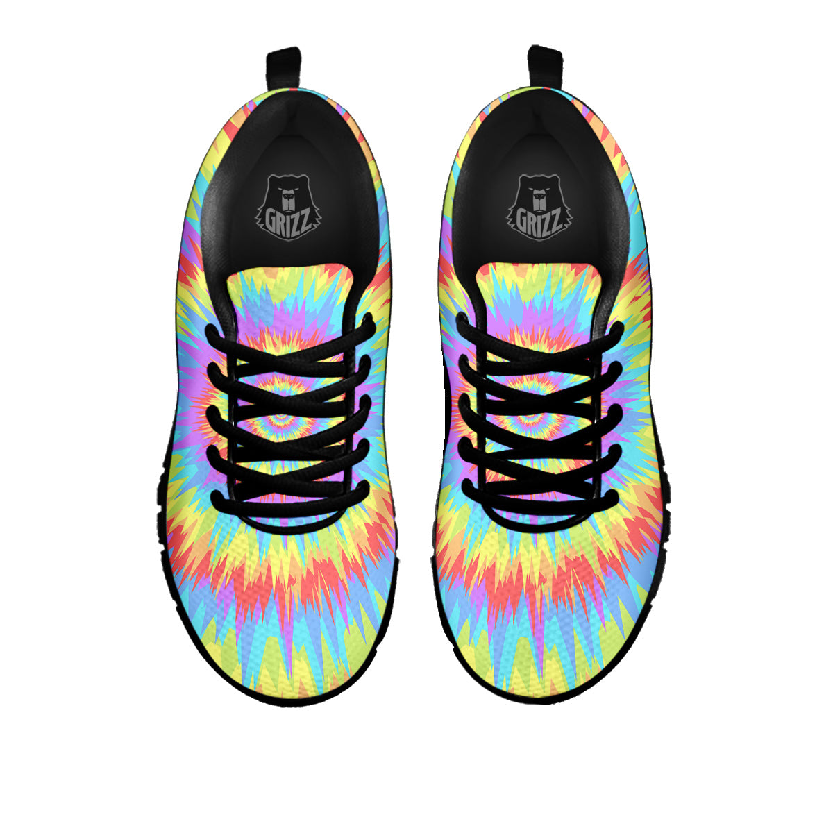 Optical Illusion Colorful Psychedelic Black Sneaker-grizzshop