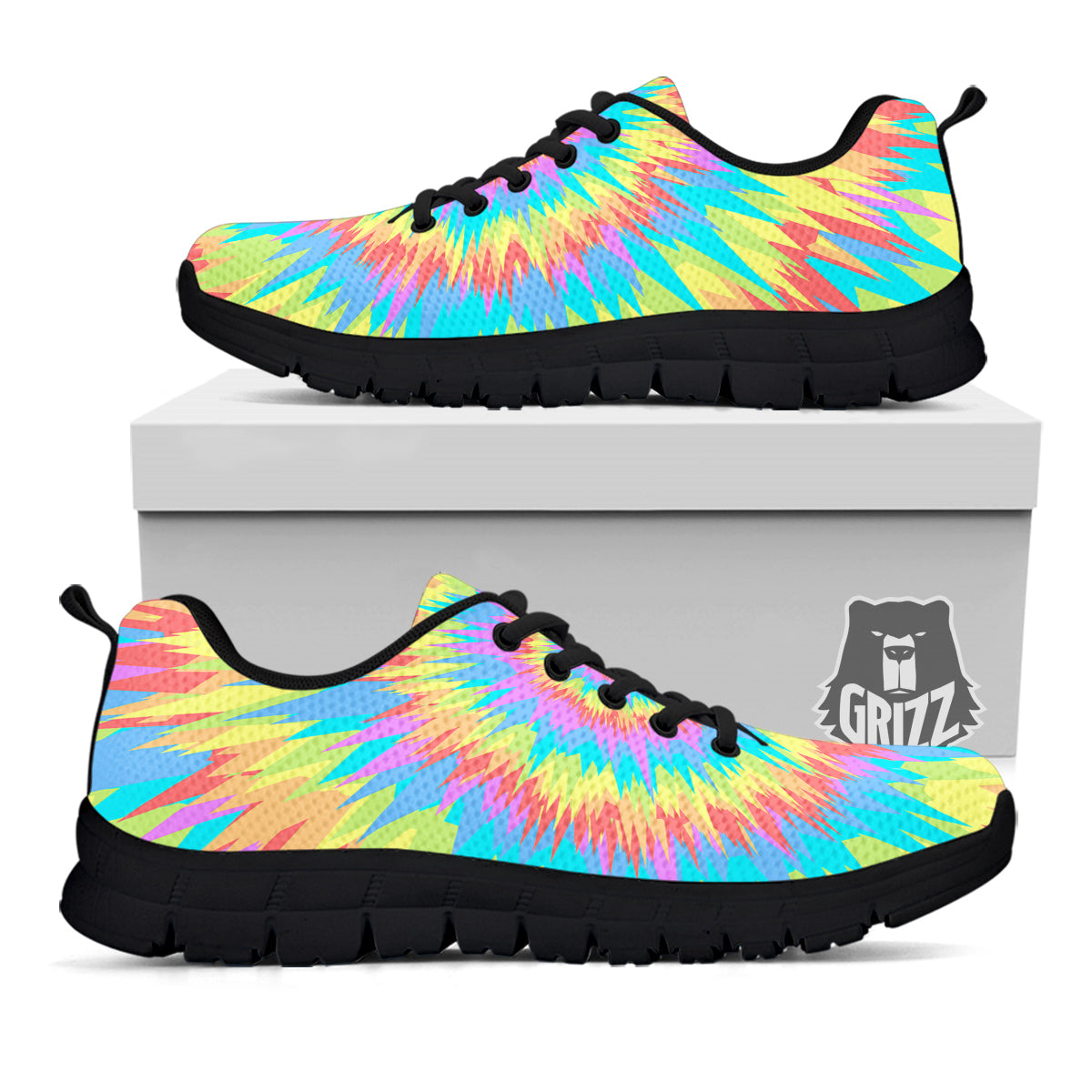 Optical Illusion Colorful Psychedelic Black Sneaker-grizzshop