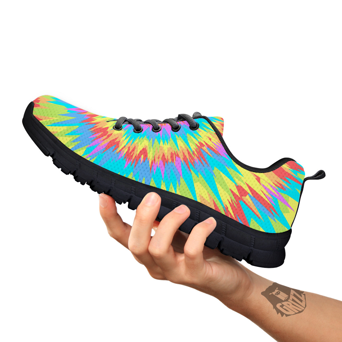 Optical Illusion Colorful Psychedelic Black Sneaker-grizzshop