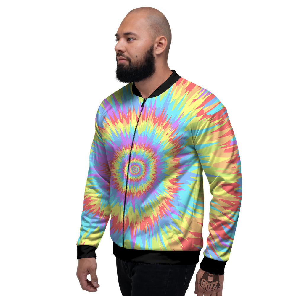 Optical Illusion Colorful Psychedelic Men's Bomber Jacket-grizzshop