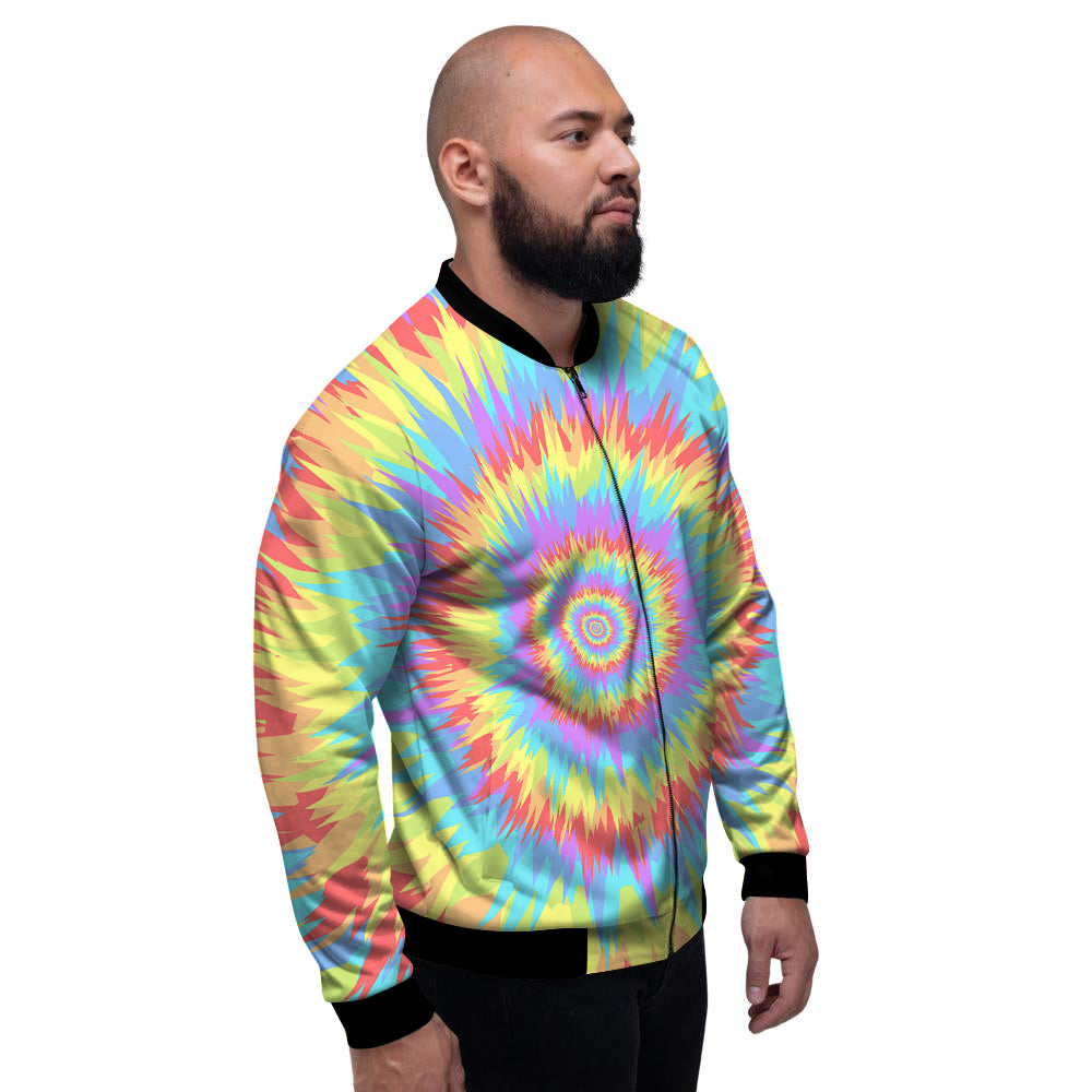 Optical Illusion Colorful Psychedelic Men's Bomber Jacket-grizzshop