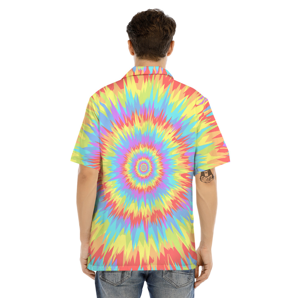 Optical Illusion Colorful Psychedelic Men's Hawaiian Shirt-grizzshop