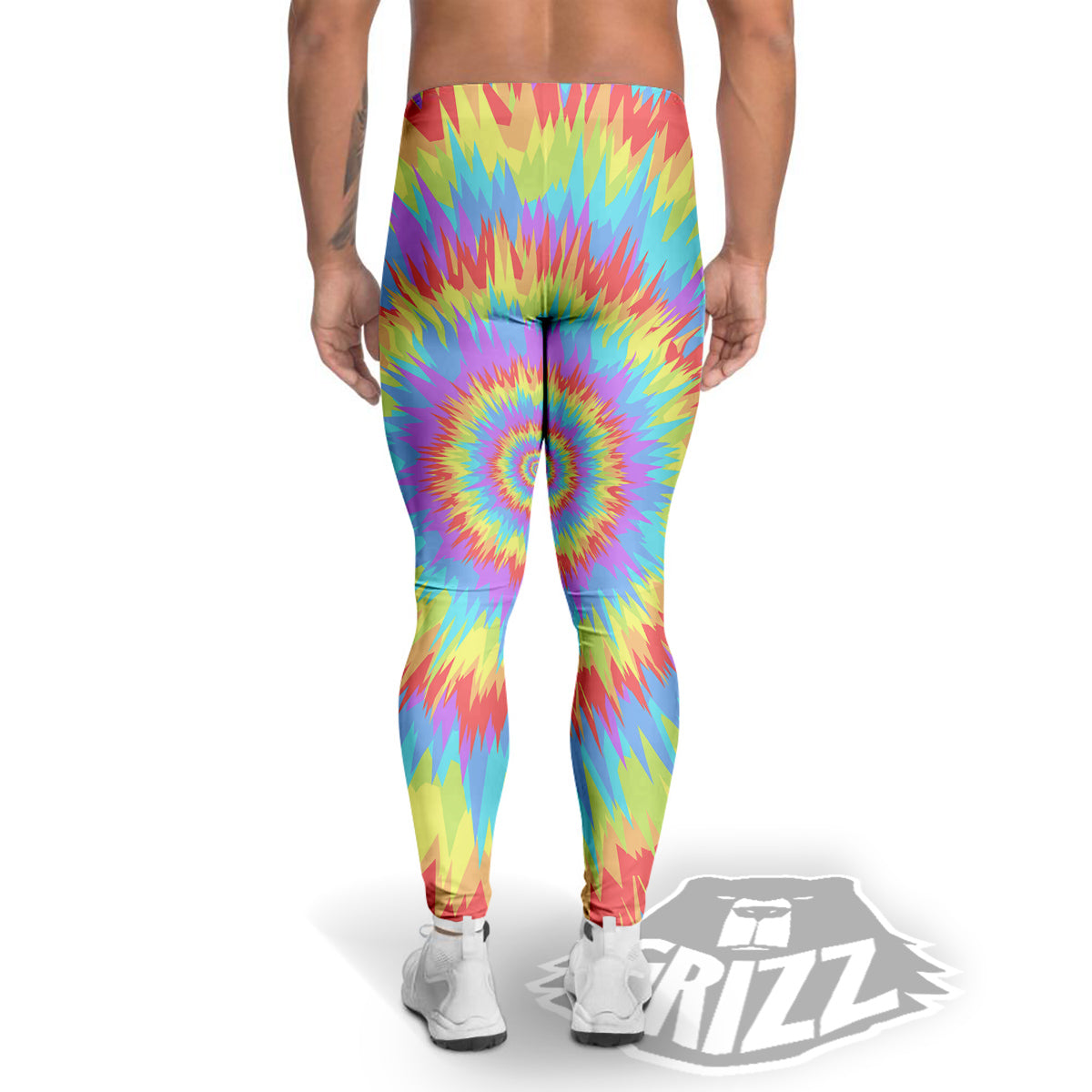 Optical Illusion Colorful Psychedelic Men's Leggings-grizzshop