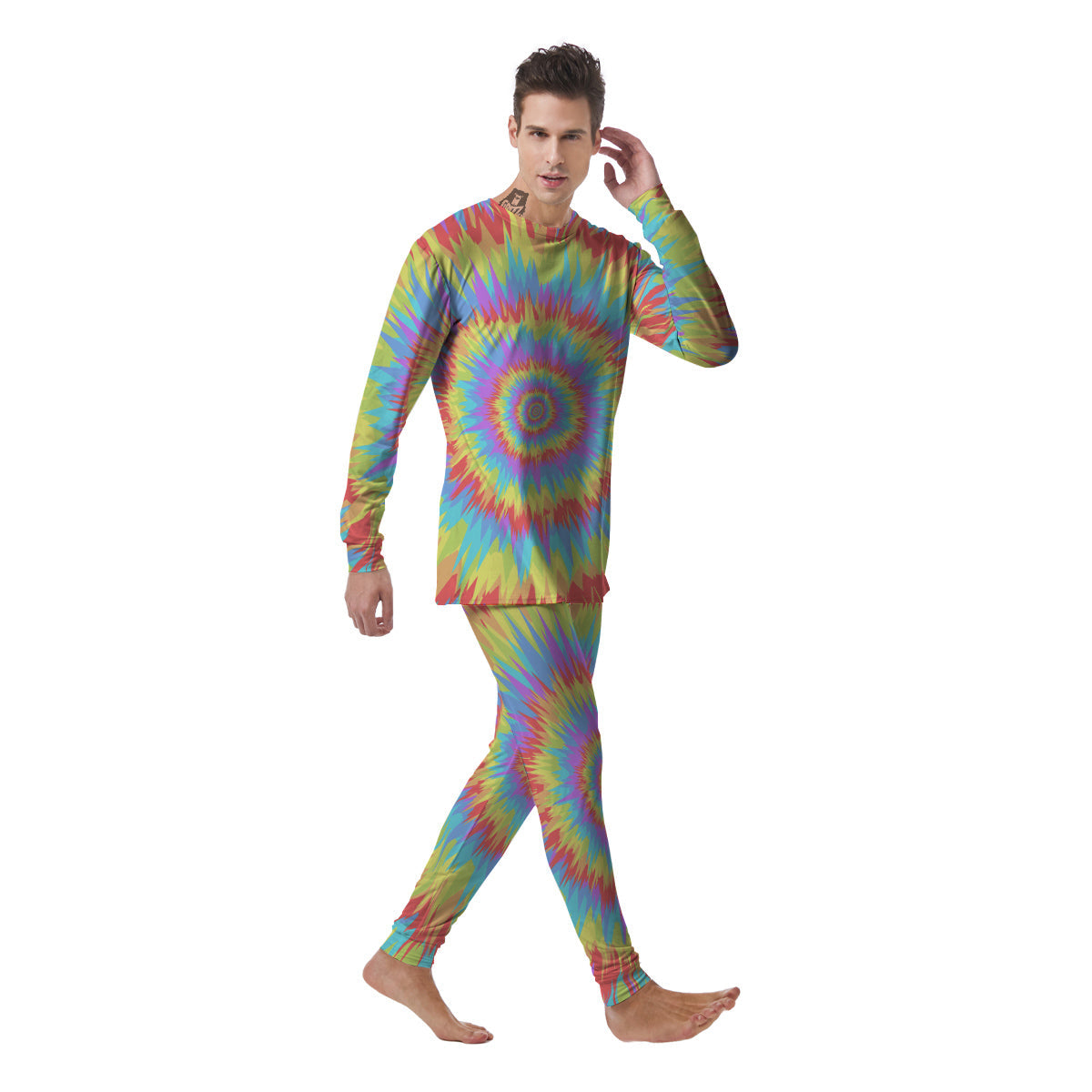 Optical Illusion Colorful Psychedelic Men's Pajamas-grizzshop