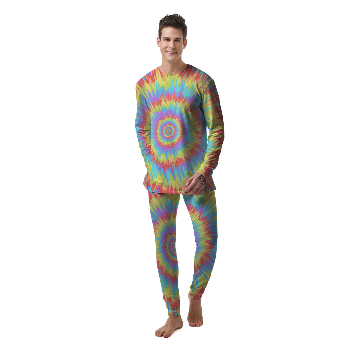 Optical Illusion Colorful Psychedelic Men's Pajamas-grizzshop