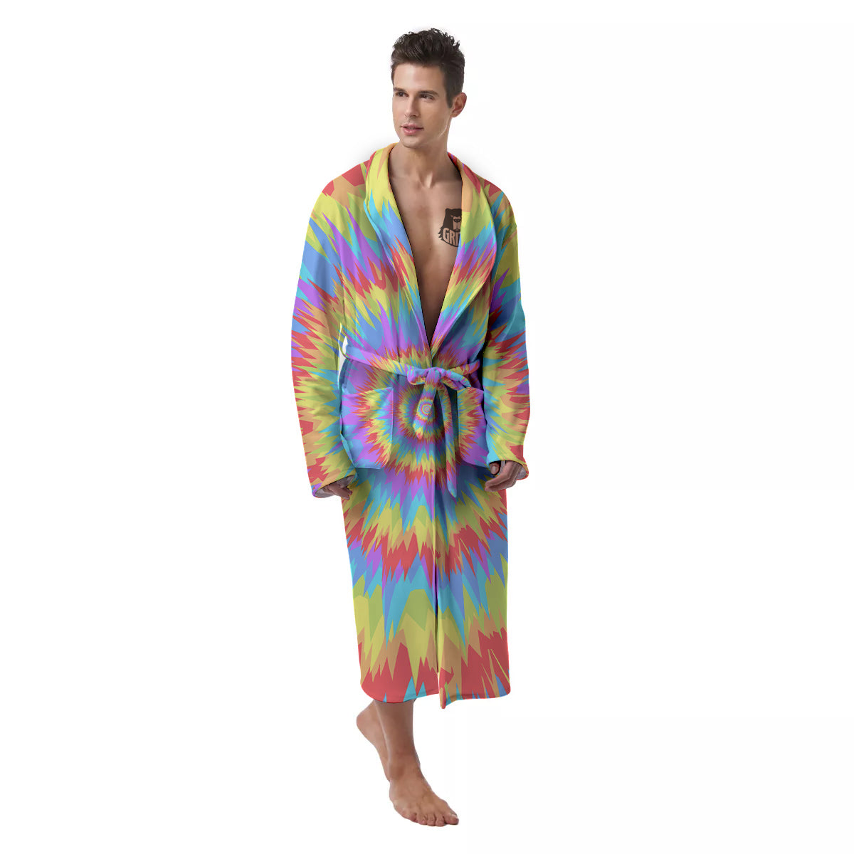 Optical Illusion Colorful Psychedelic Men's Robe-grizzshop