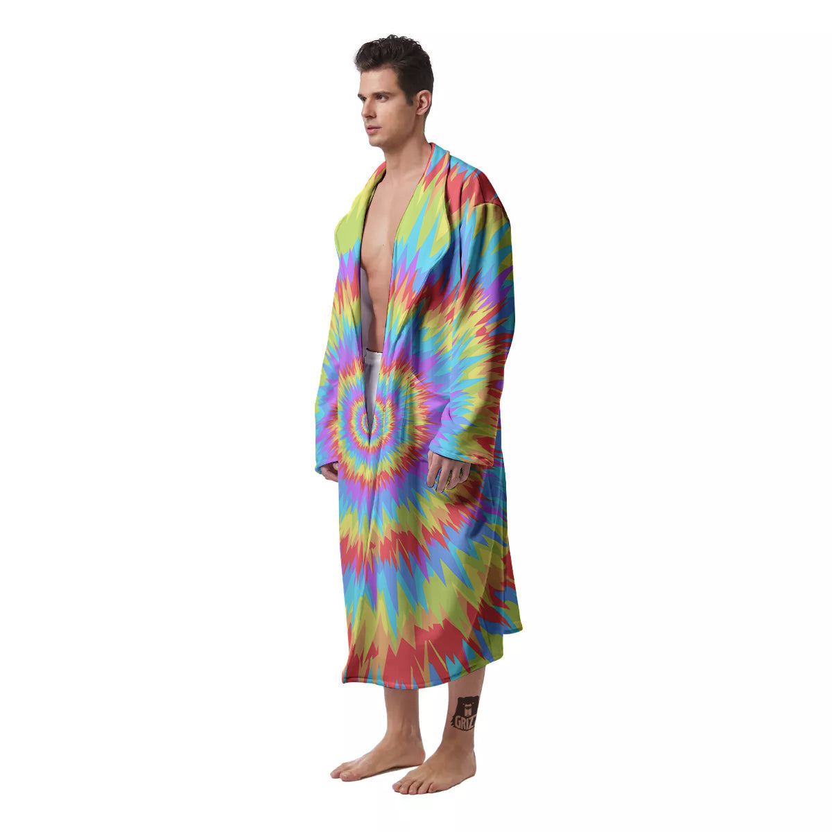 Optical Illusion Colorful Psychedelic Men's Robe-grizzshop