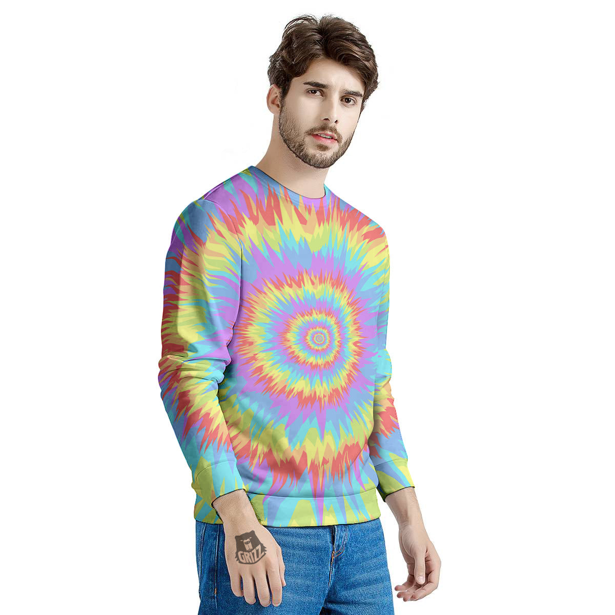 Optical Illusion Colorful Psychedelic Men's Sweatshirt-grizzshop