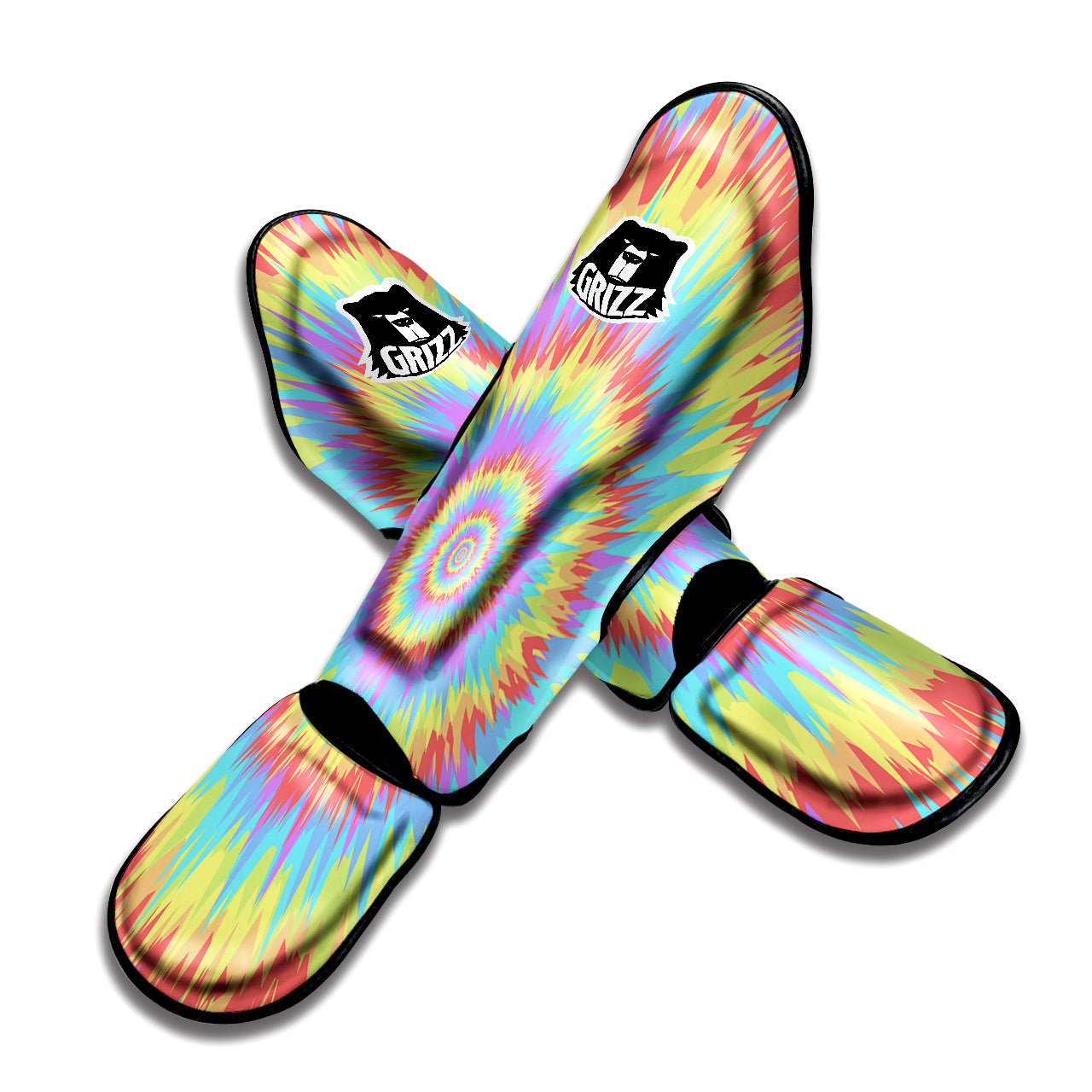 Optical Illusion Colorful Psychedelic Muay Thai Shin Guards-grizzshop