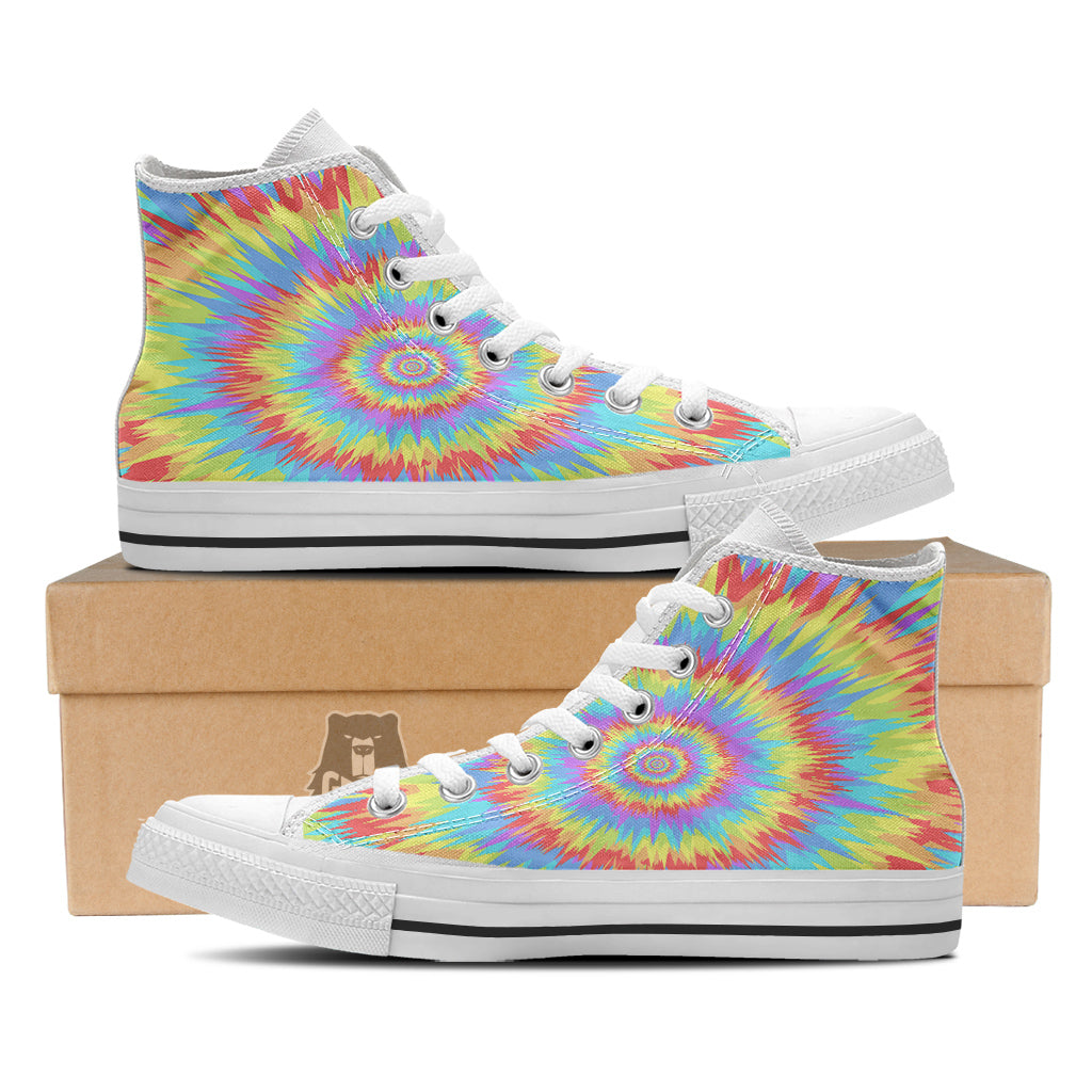 Optical Illusion Colorful Psychedelic White High Top Shoes-grizzshop