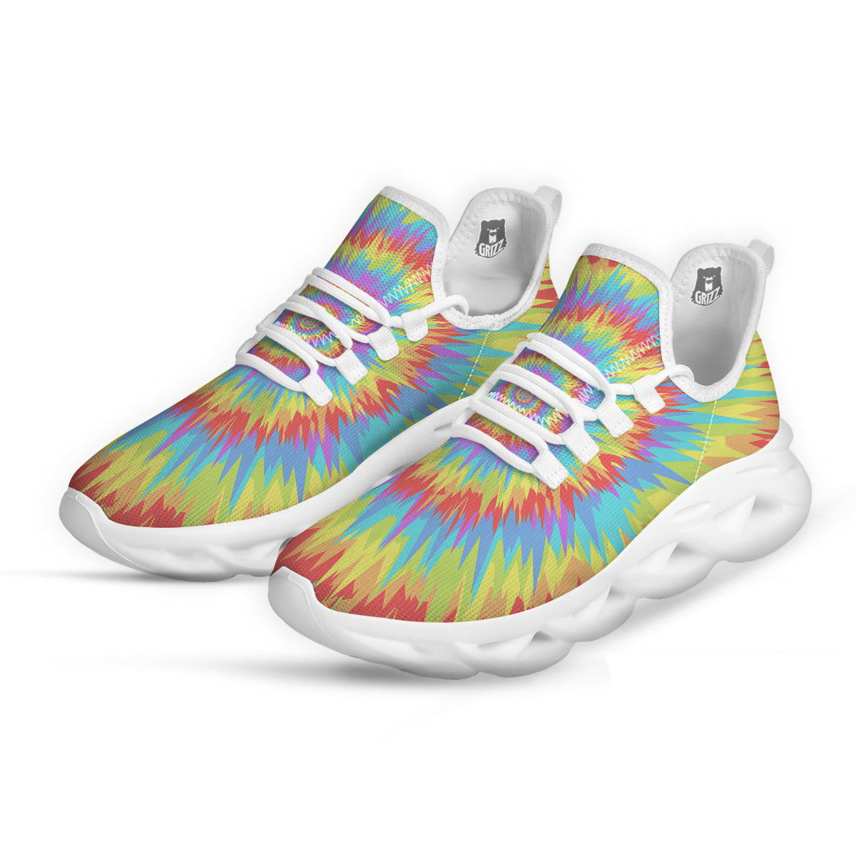 Optical Illusion Colorful Psychedelic White Running Shoes-grizzshop