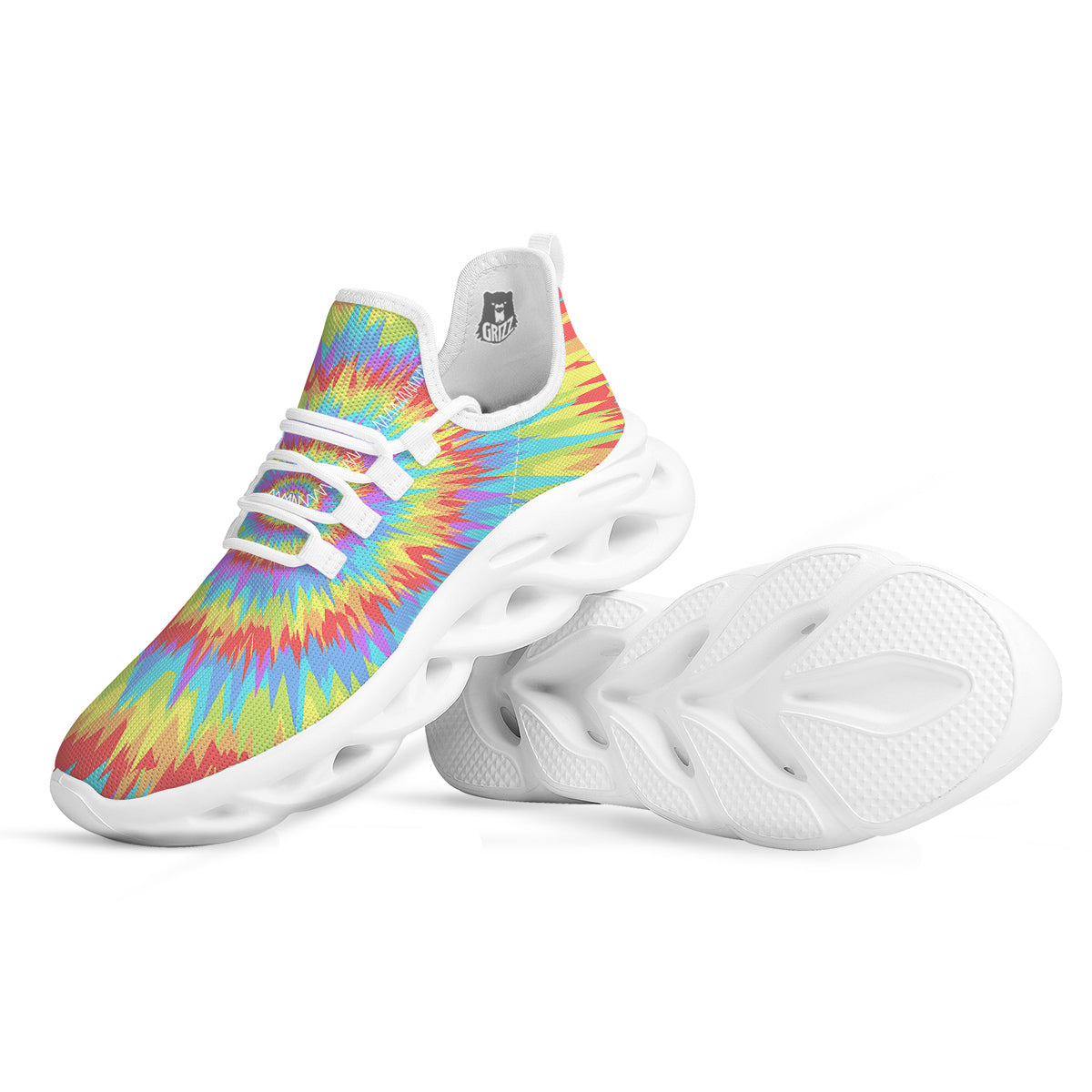 Optical Illusion Colorful Psychedelic White Running Shoes-grizzshop