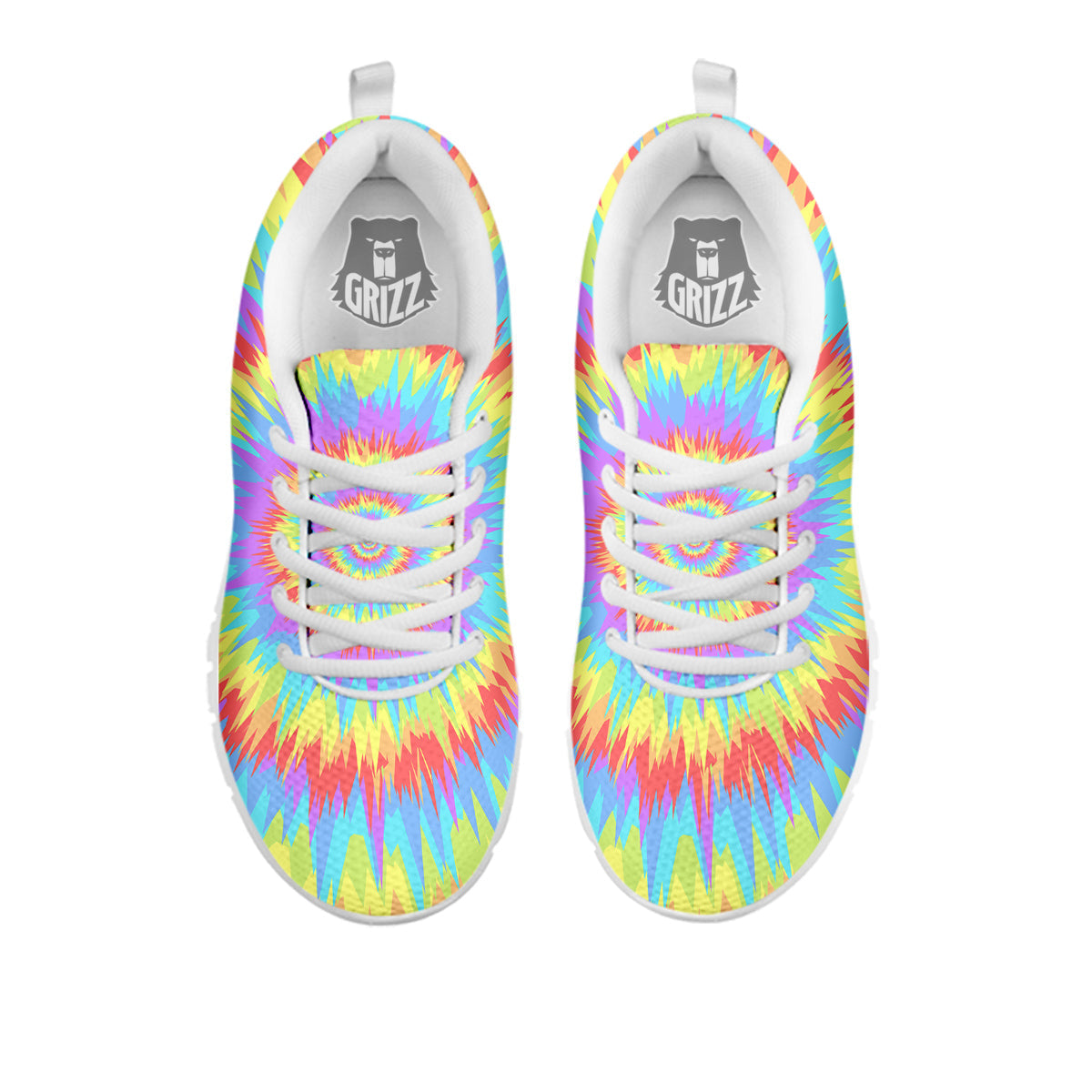 Optical Illusion Colorful Psychedelic White Sneaker-grizzshop