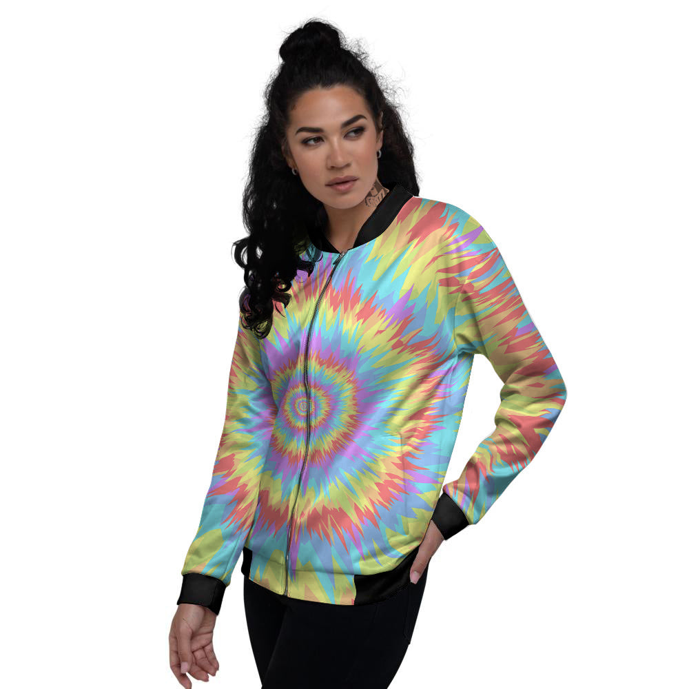 Optical Illusion Colorful Psychedelic Women's Bomber Jacket-grizzshop