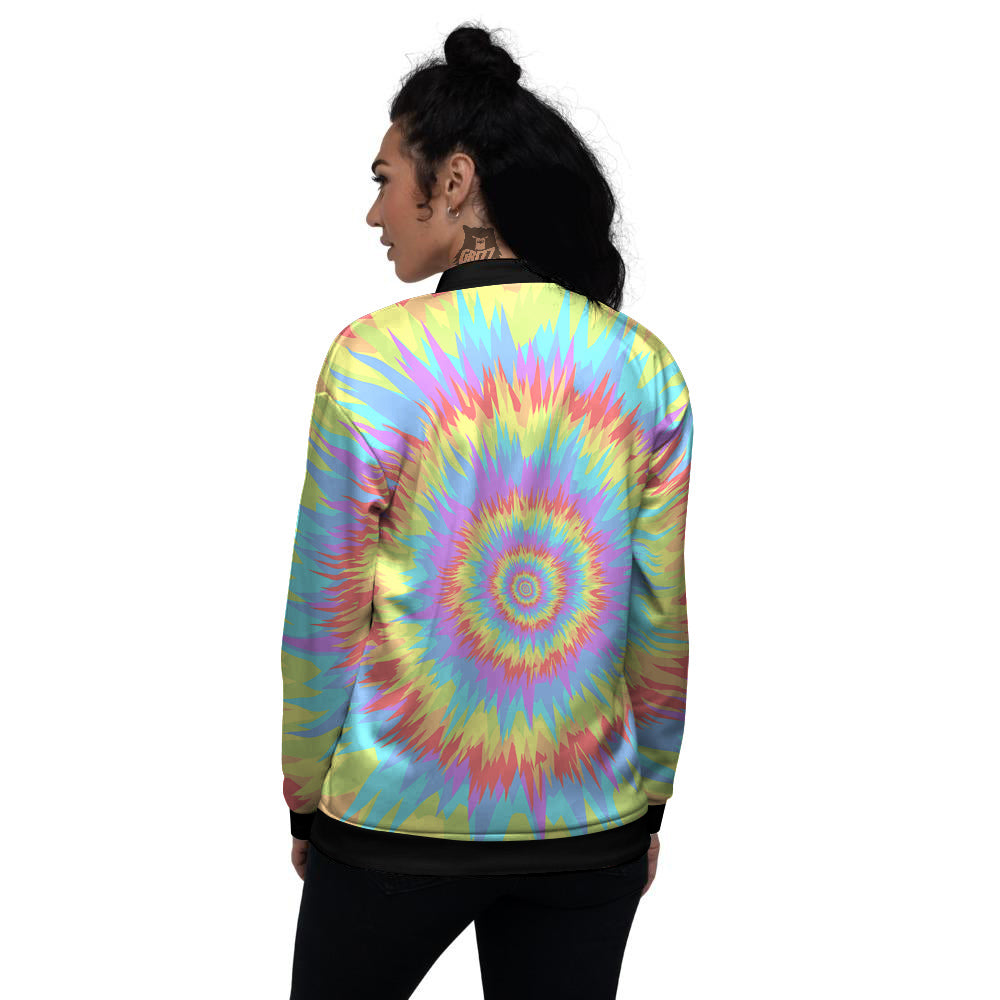 Optical Illusion Colorful Psychedelic Women's Bomber Jacket-grizzshop