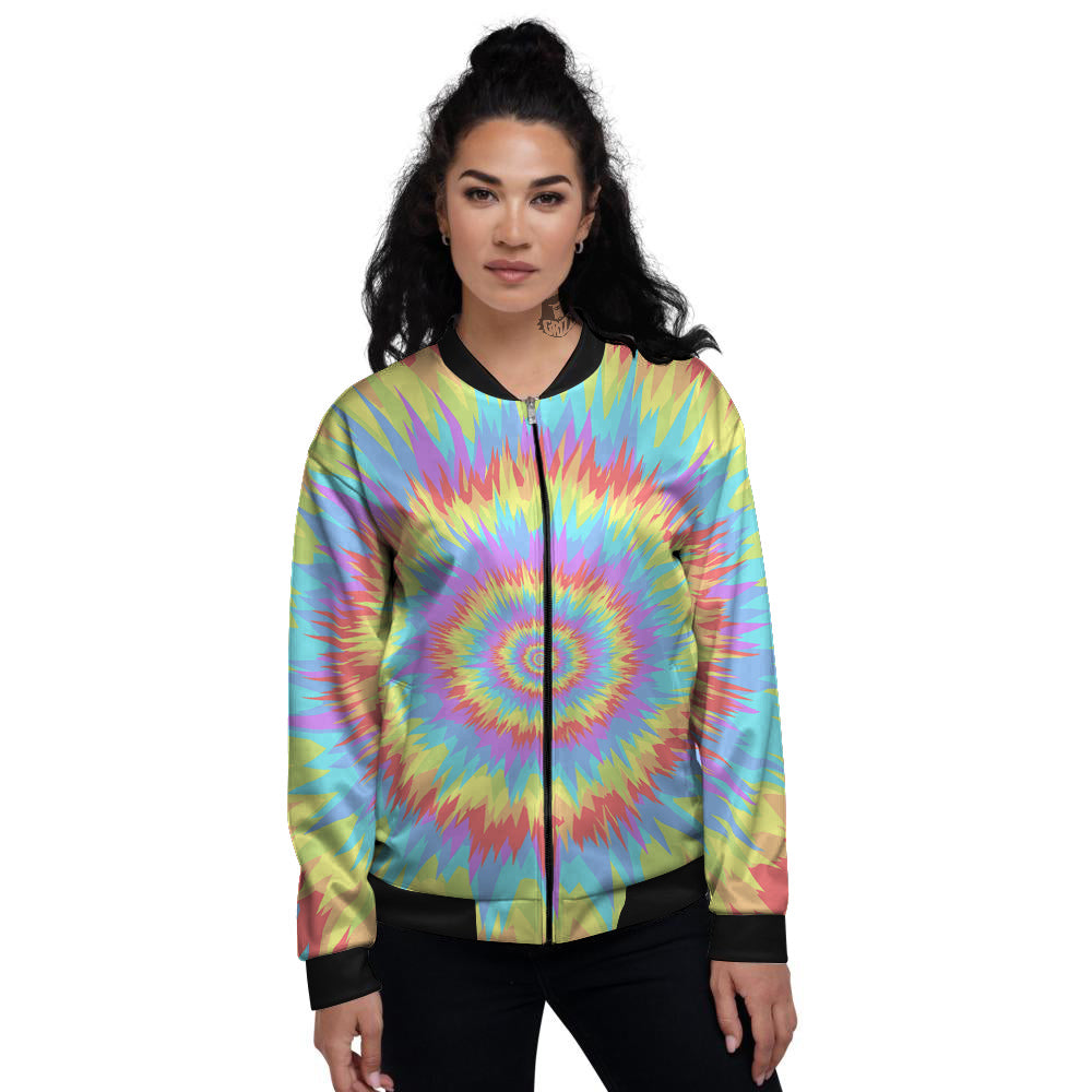 Optical Illusion Colorful Psychedelic Women's Bomber Jacket-grizzshop