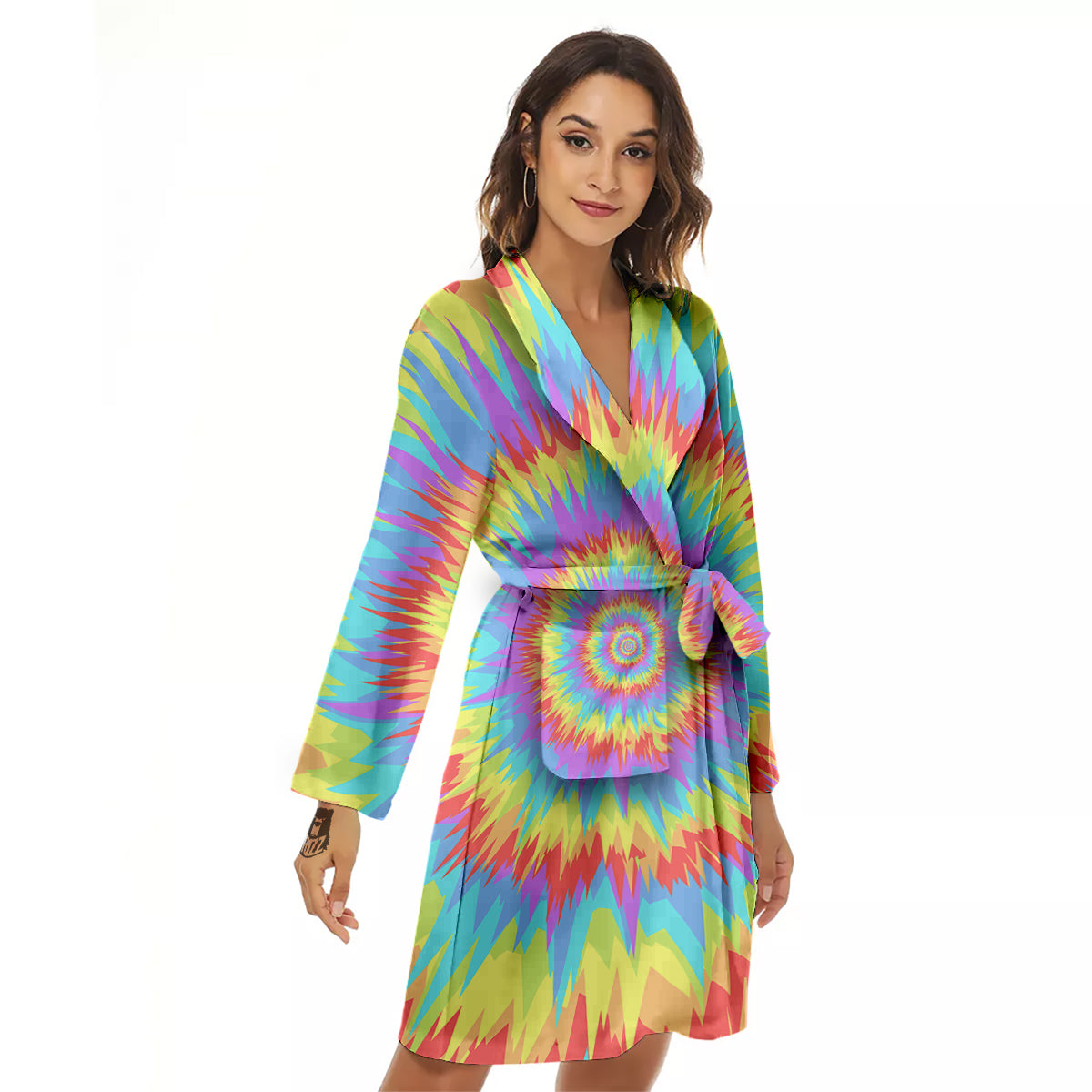Optical Illusion Colorful Psychedelic Women's Robe-grizzshop