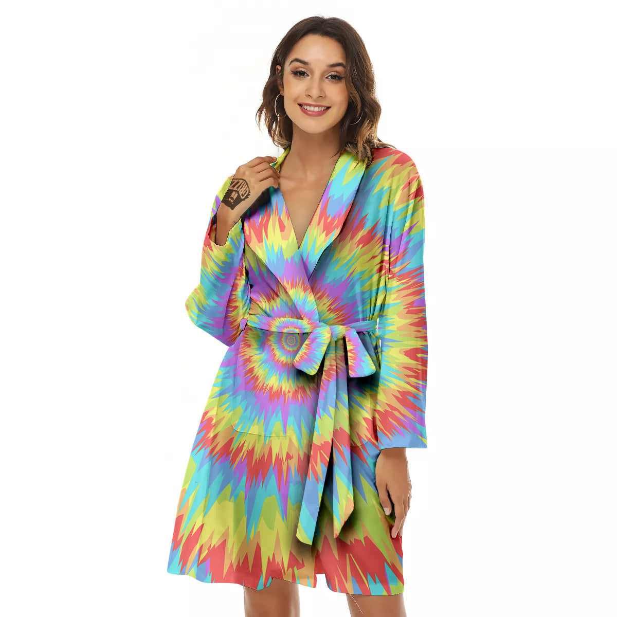 Optical Illusion Colorful Psychedelic Women's Robe-grizzshop
