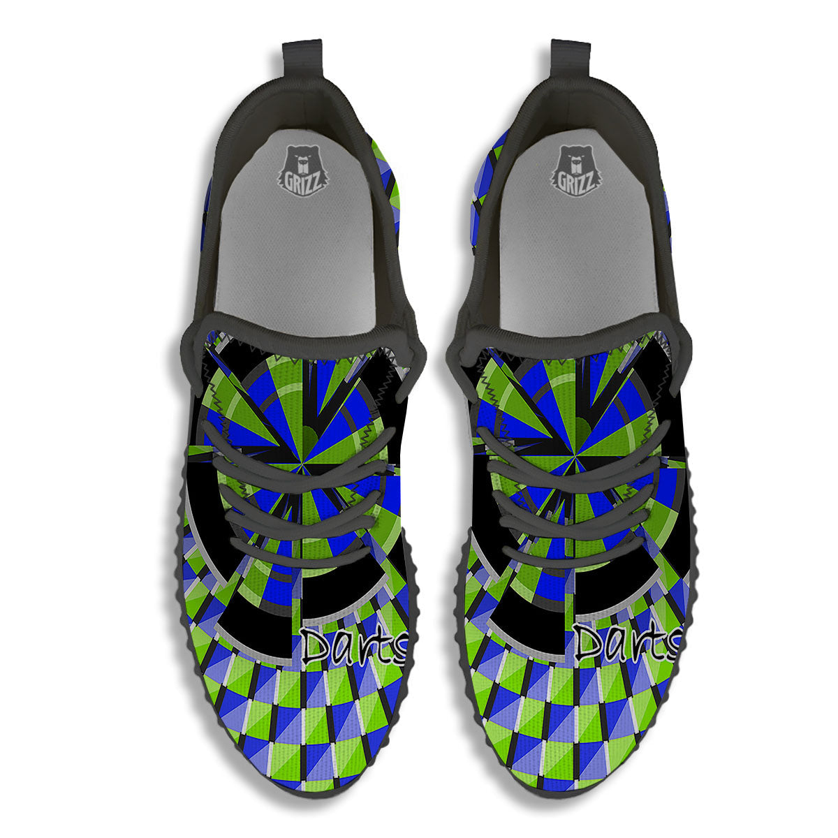 Optical Illusion Dartboard Moving Black Walking Shoes-grizzshop