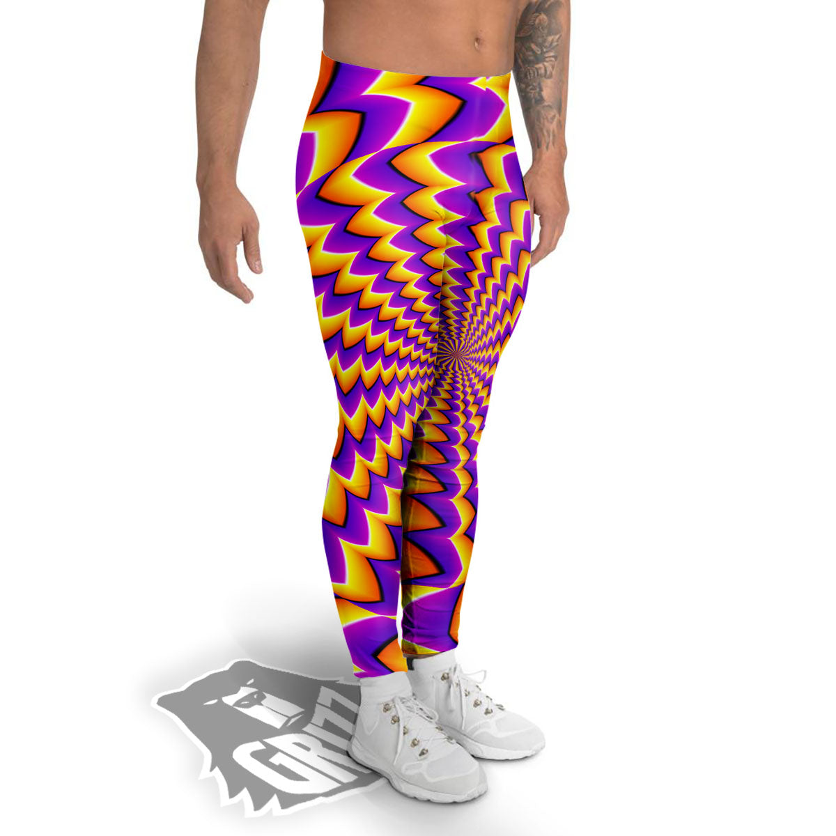 Optical Illusion Moving Dizzy Circle Men's Leggings-grizzshop