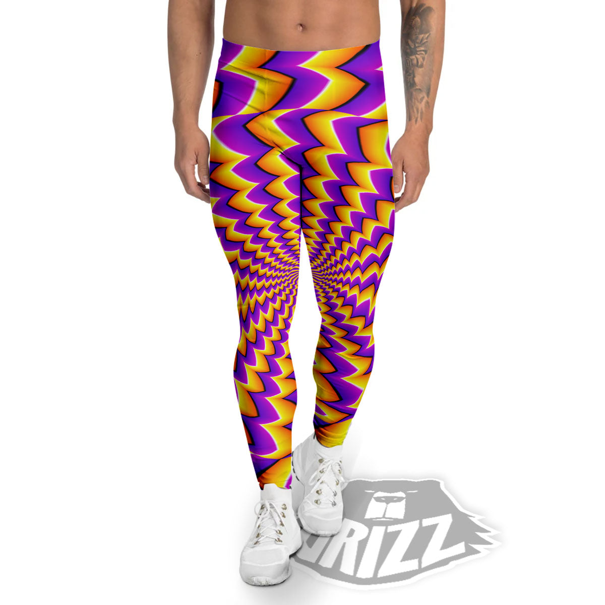 Optical Illusion Moving Dizzy Circle Men's Leggings-grizzshop