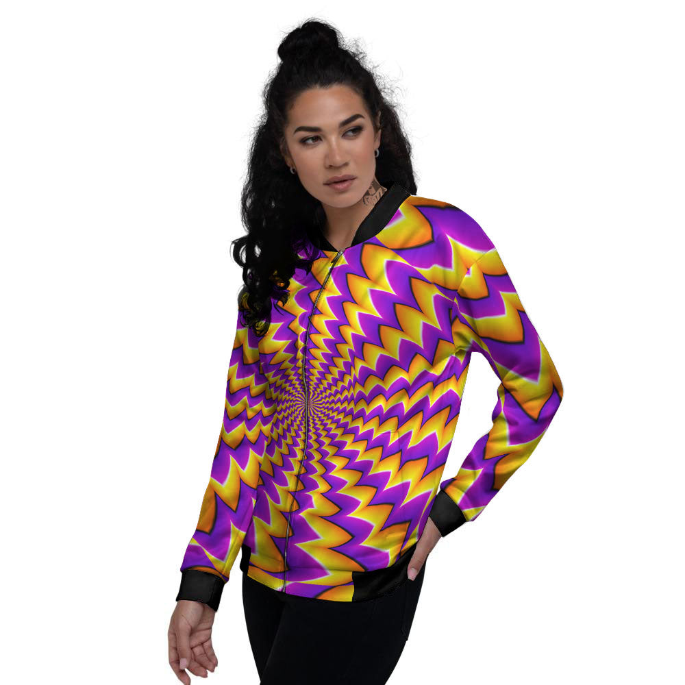 Optical Illusion Moving Dizzy Circle Women's Bomber Jacket-grizzshop