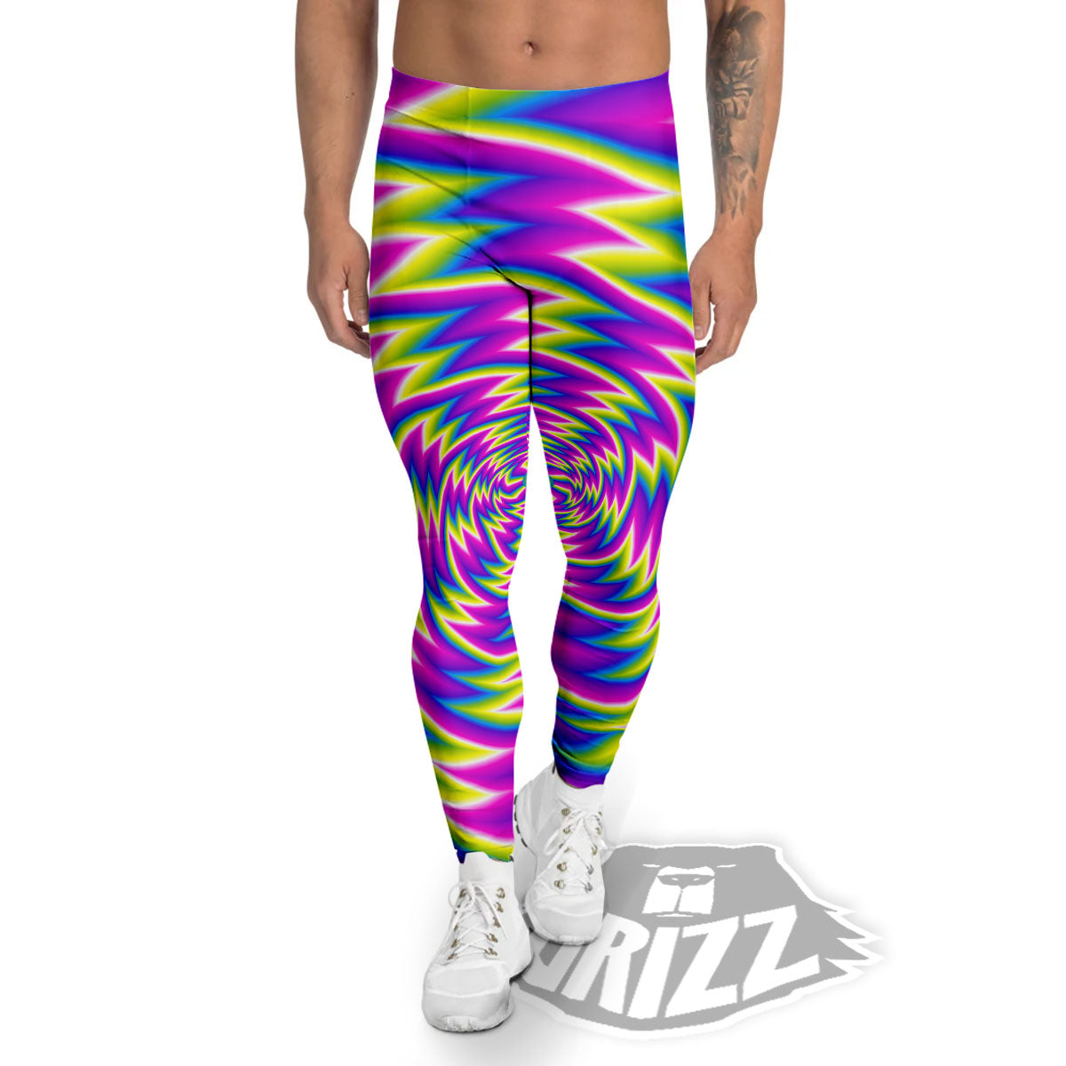 Optical Illusion Moving Dizzy Spiral Men's Leggings-grizzshop