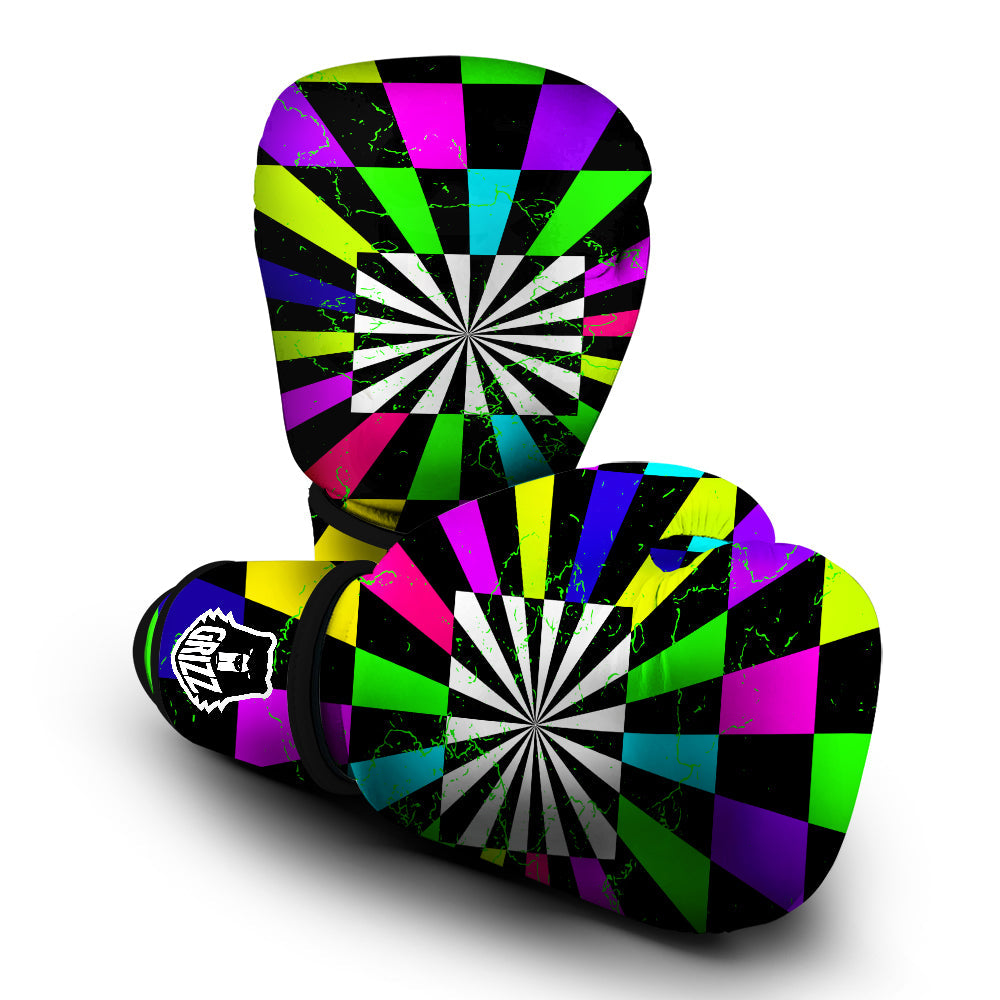 Optical Illusion Neon Abstract Print Boxing Gloves-grizzshop