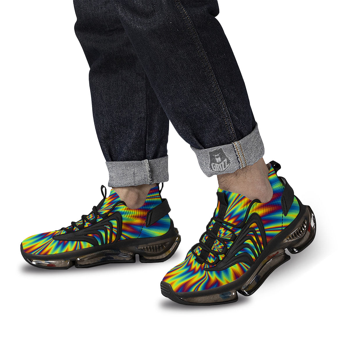 Optical Illusion Neon Psychedelic Black Gym Shoes-grizzshop
