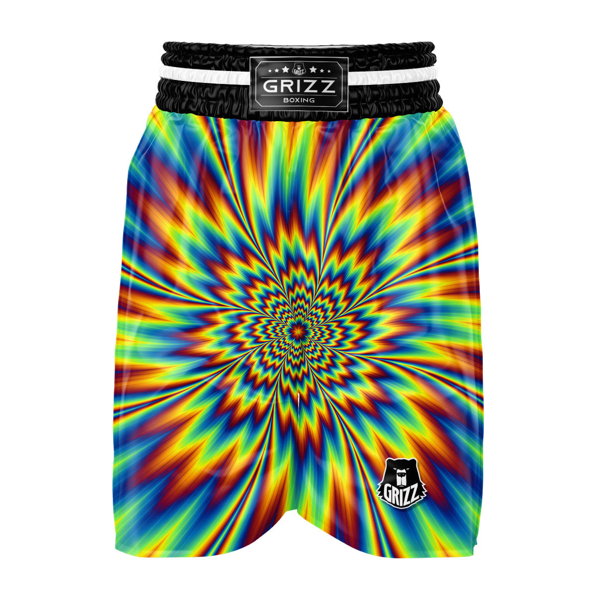 Optical Illusion Neon Psychedelic Boxing Shorts-grizzshop