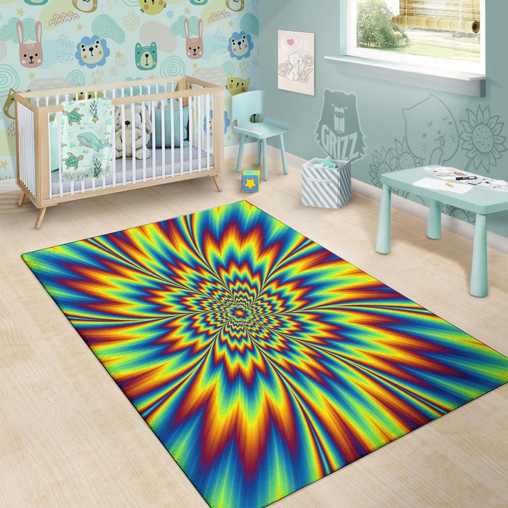 Optical Illusion Neon Psychedelic Floor Mat-grizzshop