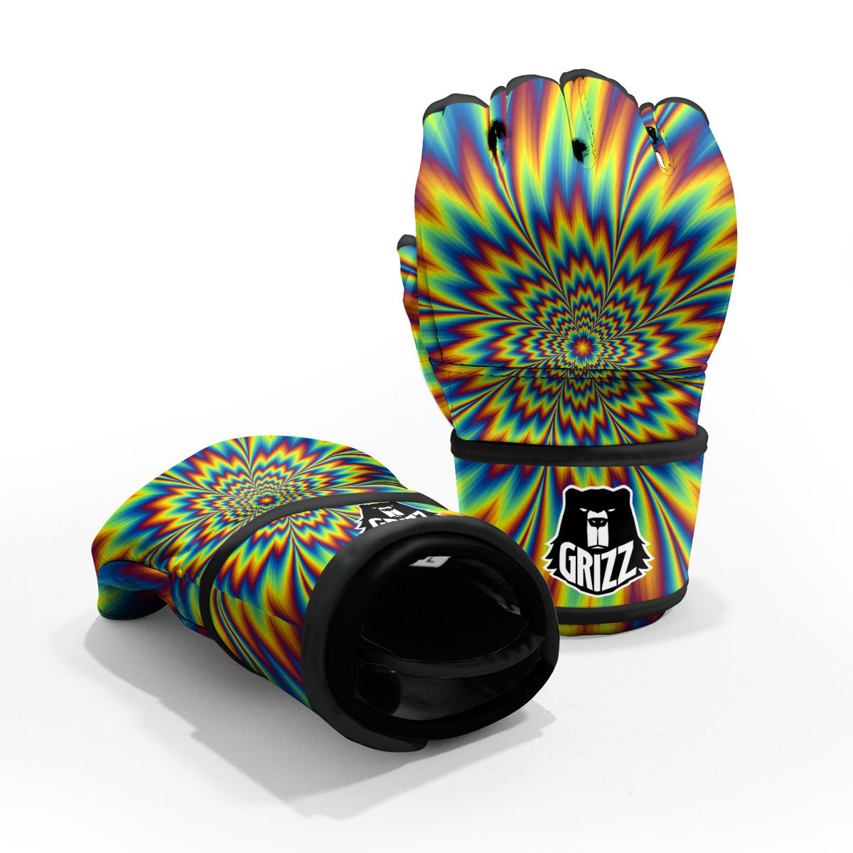 Optical Illusion Neon Psychedelic MMA Gloves-grizzshop