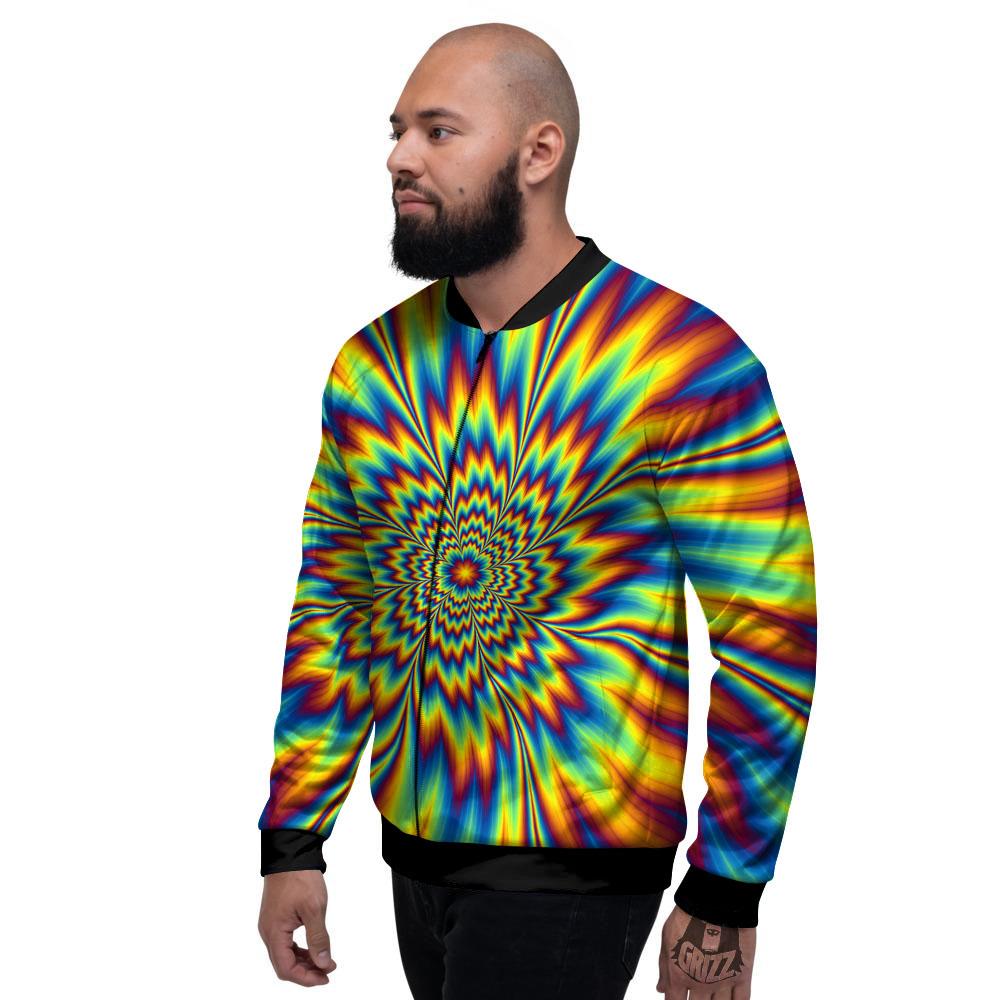 Optical Illusion Neon Psychedelic Men's Bomber Jacket-grizzshop