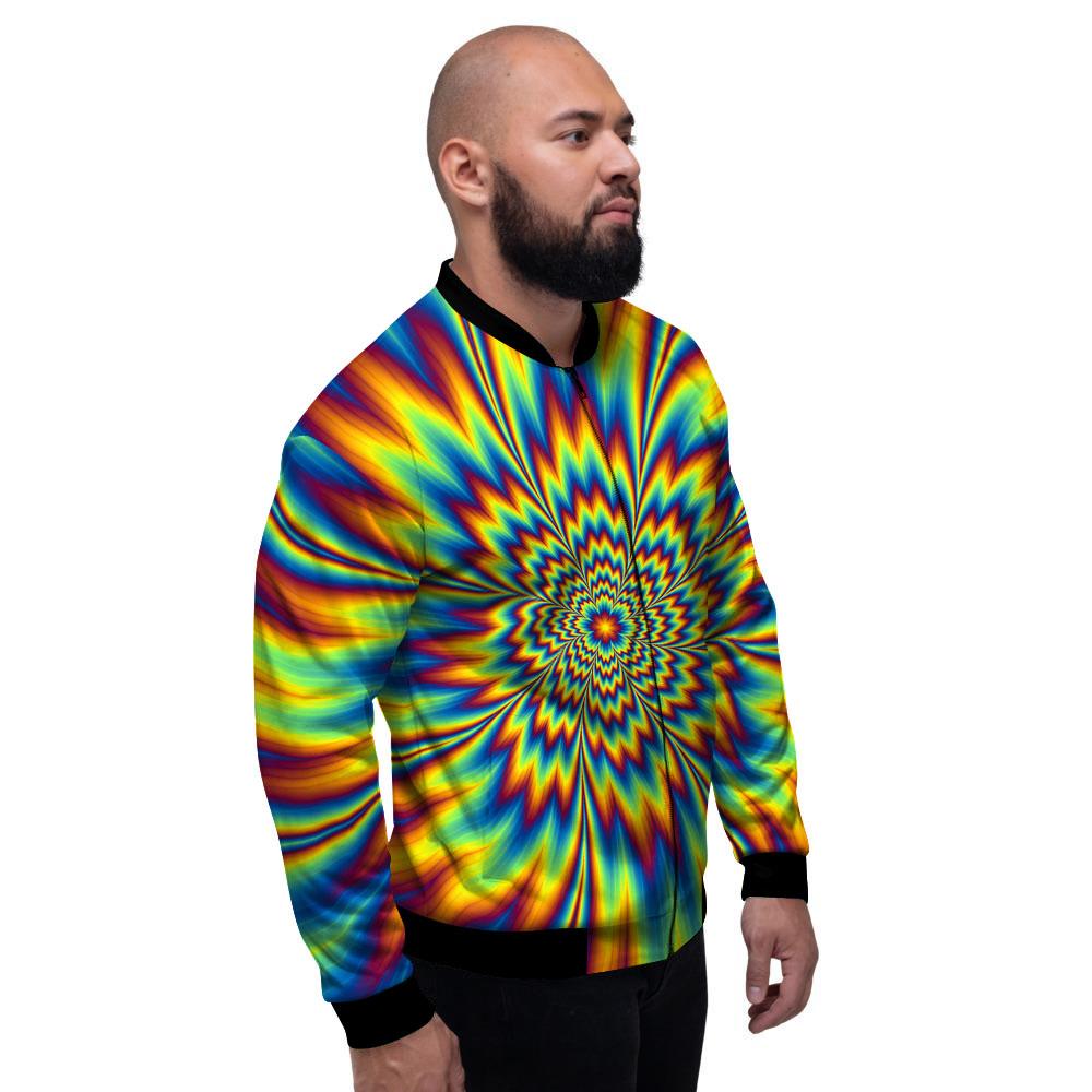 Optical Illusion Neon Psychedelic Men's Bomber Jacket-grizzshop