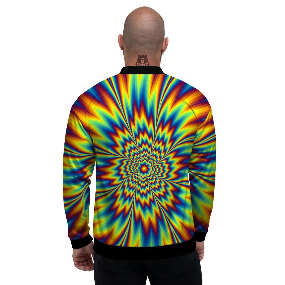 Optical Illusion Neon Psychedelic Men's Bomber Jacket-grizzshop