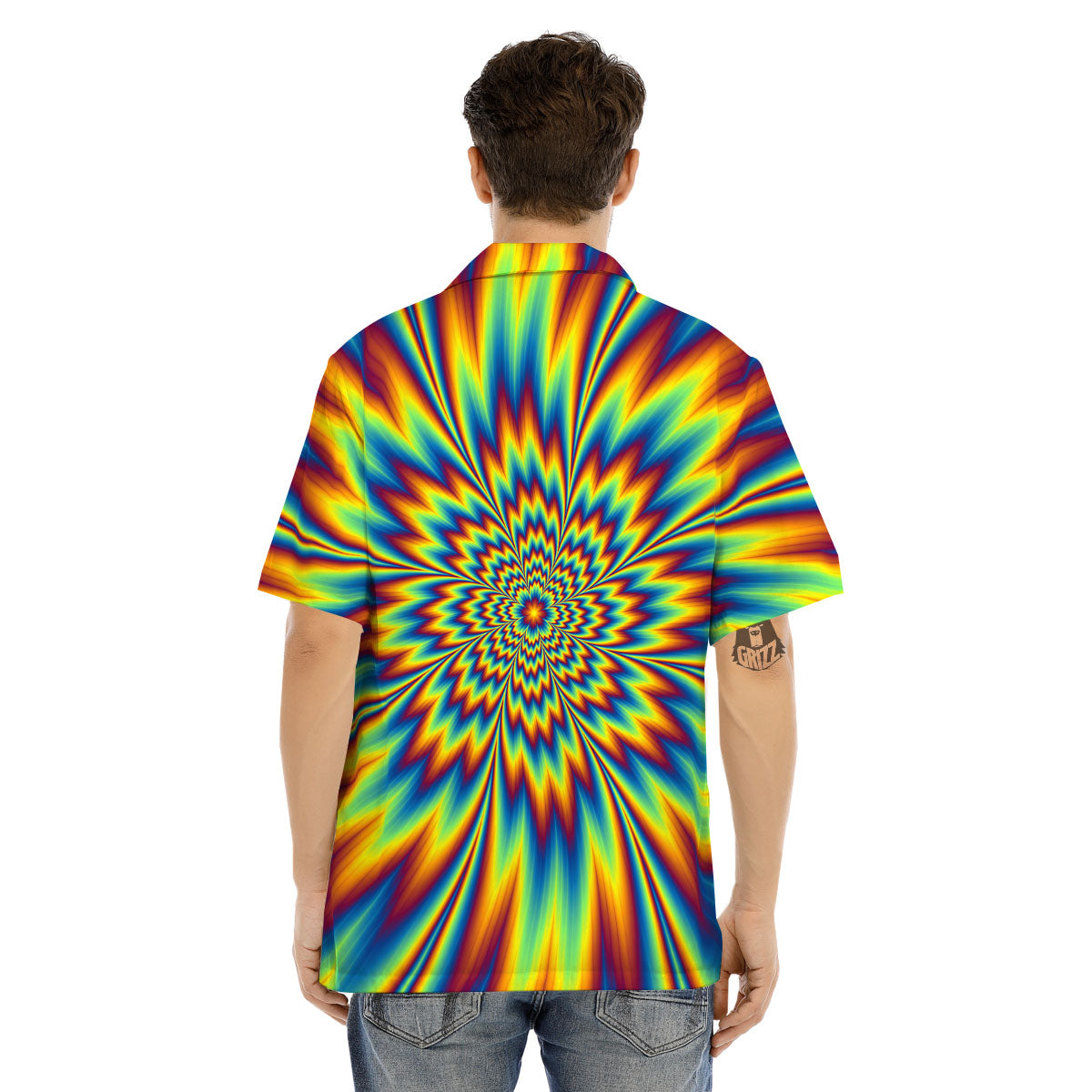 Optical Illusion Neon Psychedelic Men's Hawaiian Shirt-grizzshop