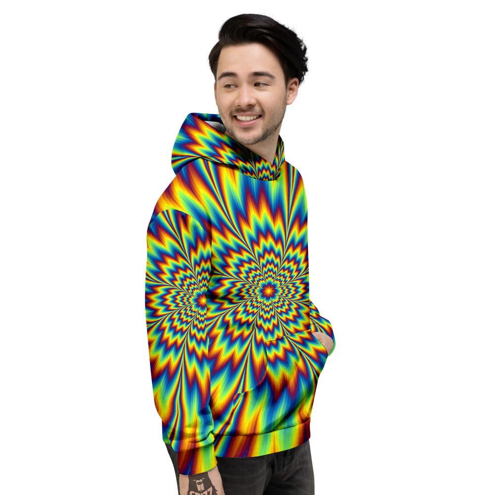 Optical Illusion Neon Psychedelic Men's Hoodie-grizzshop