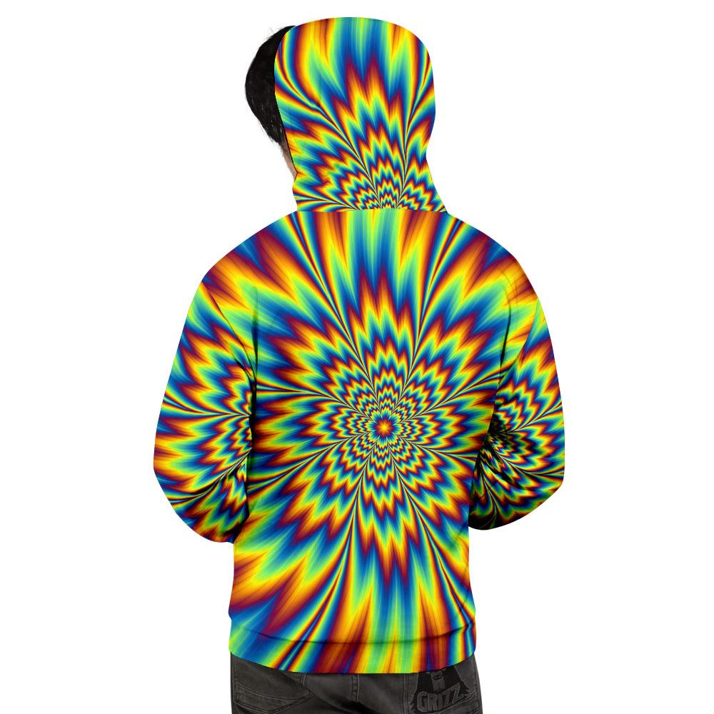 Optical Illusion Neon Psychedelic Men's Hoodie-grizzshop