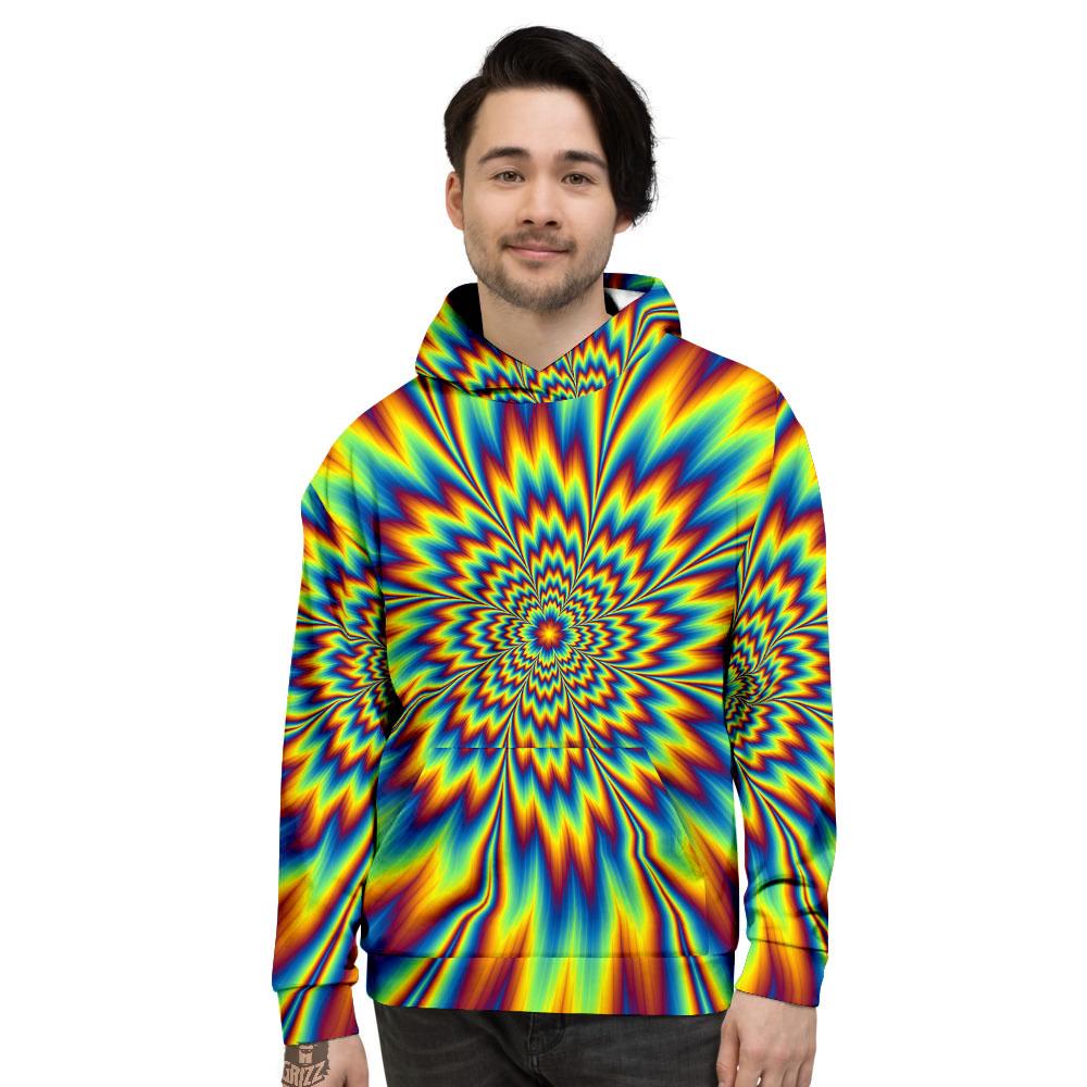 Optical Illusion Neon Psychedelic Men's Hoodie-grizzshop