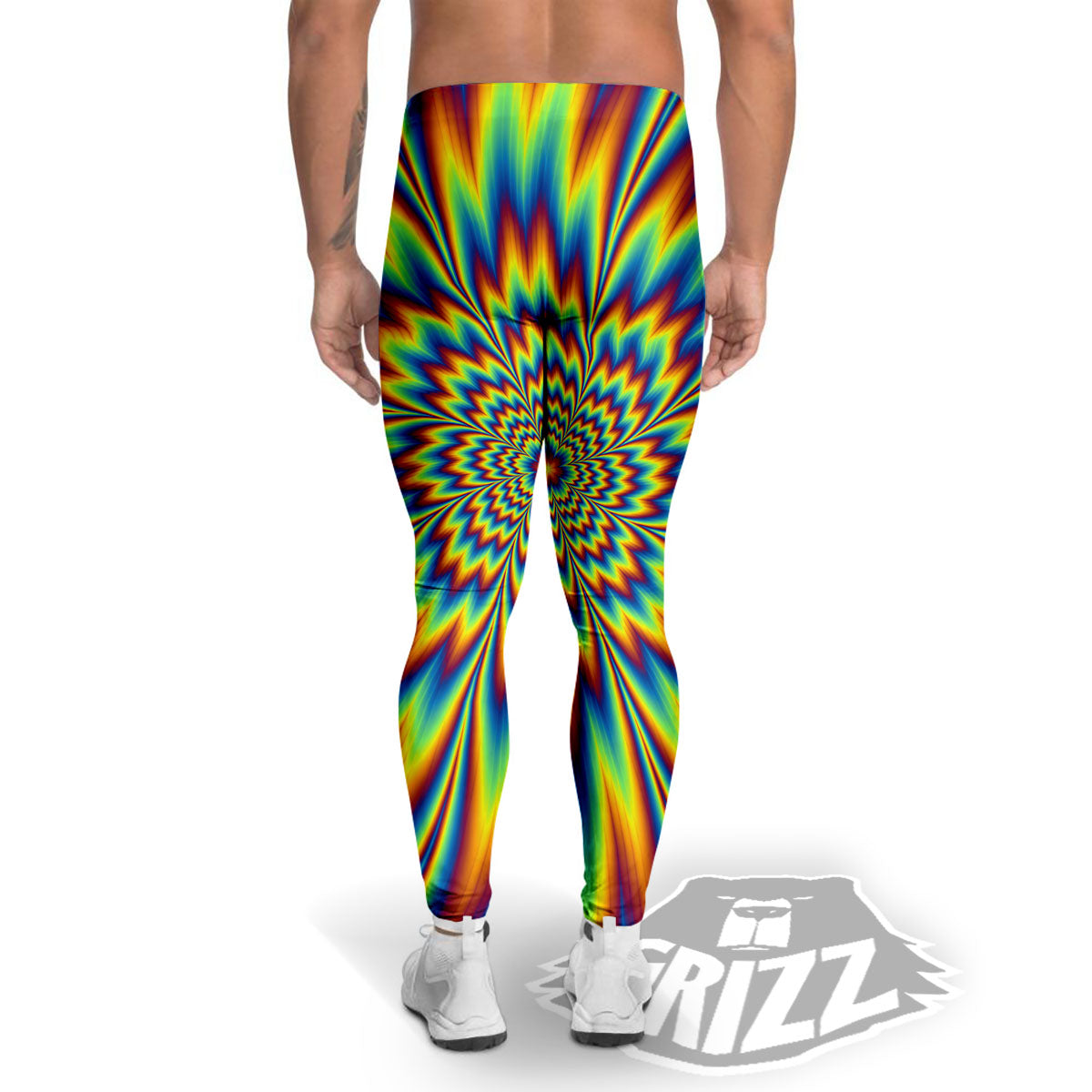 Optical Illusion Neon Psychedelic Men's Leggings-grizzshop