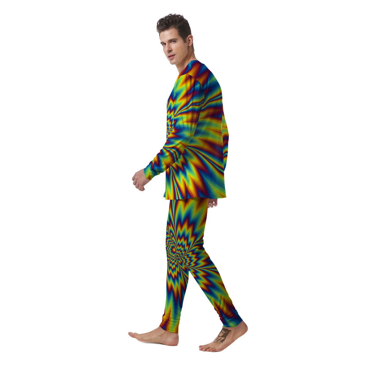 Optical Illusion Neon Psychedelic Men's Pajamas-grizzshop
