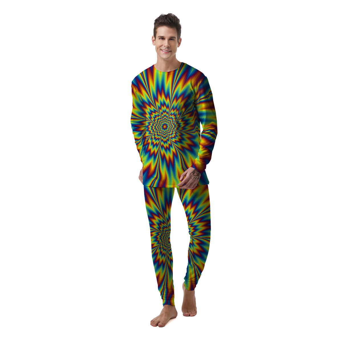 Optical Illusion Neon Psychedelic Men's Pajamas-grizzshop
