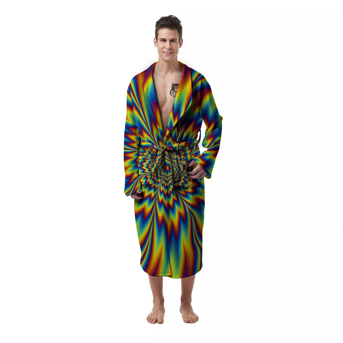 Optical Illusion Neon Psychedelic Men's Robe-grizzshop