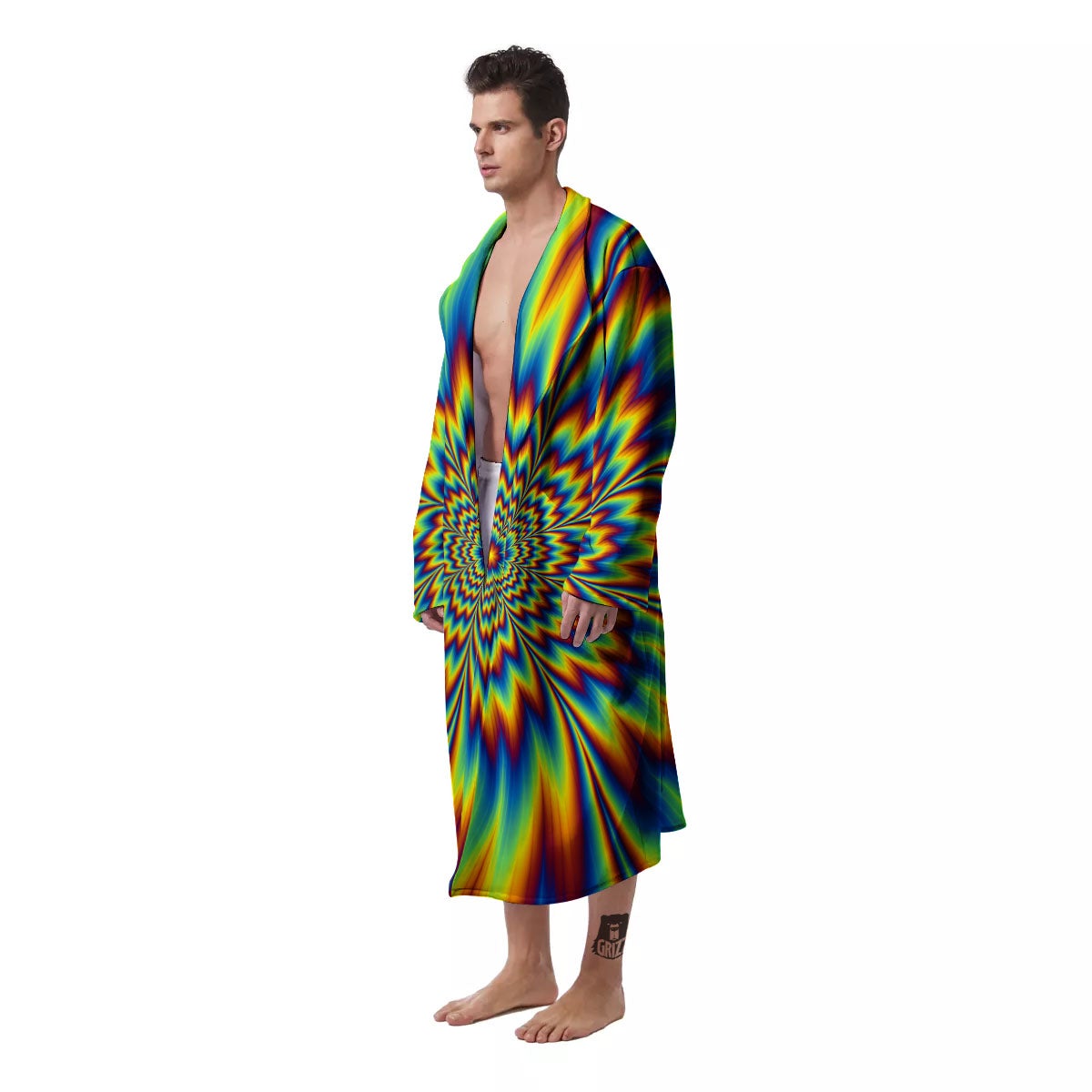 Optical Illusion Neon Psychedelic Men's Robe-grizzshop